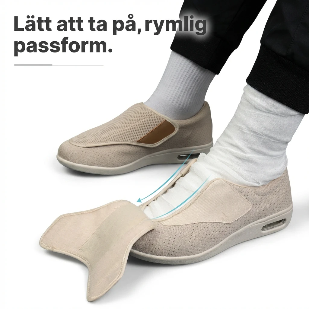 Justerbar vardagssko för breda & svullna fötter