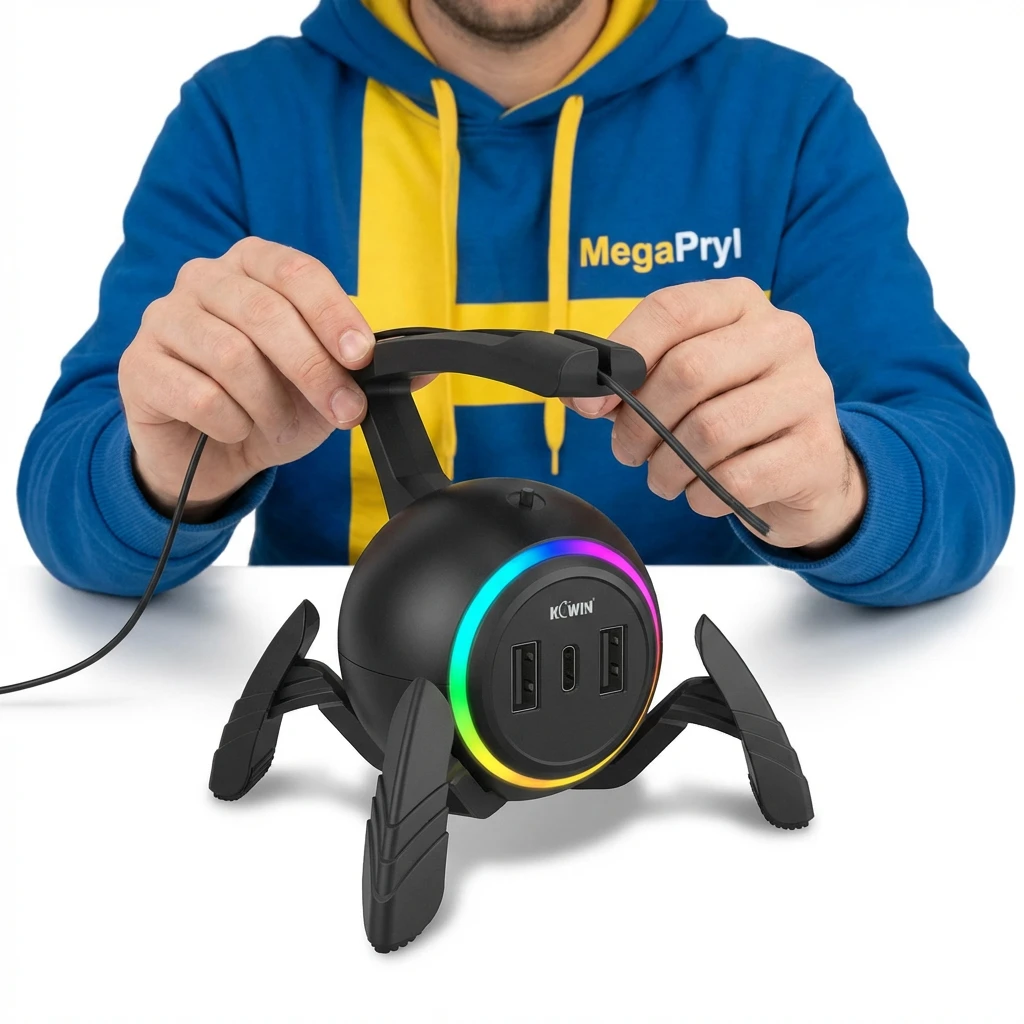 Muskabelhållare – RGB, USB-hubb, Anti-slip
