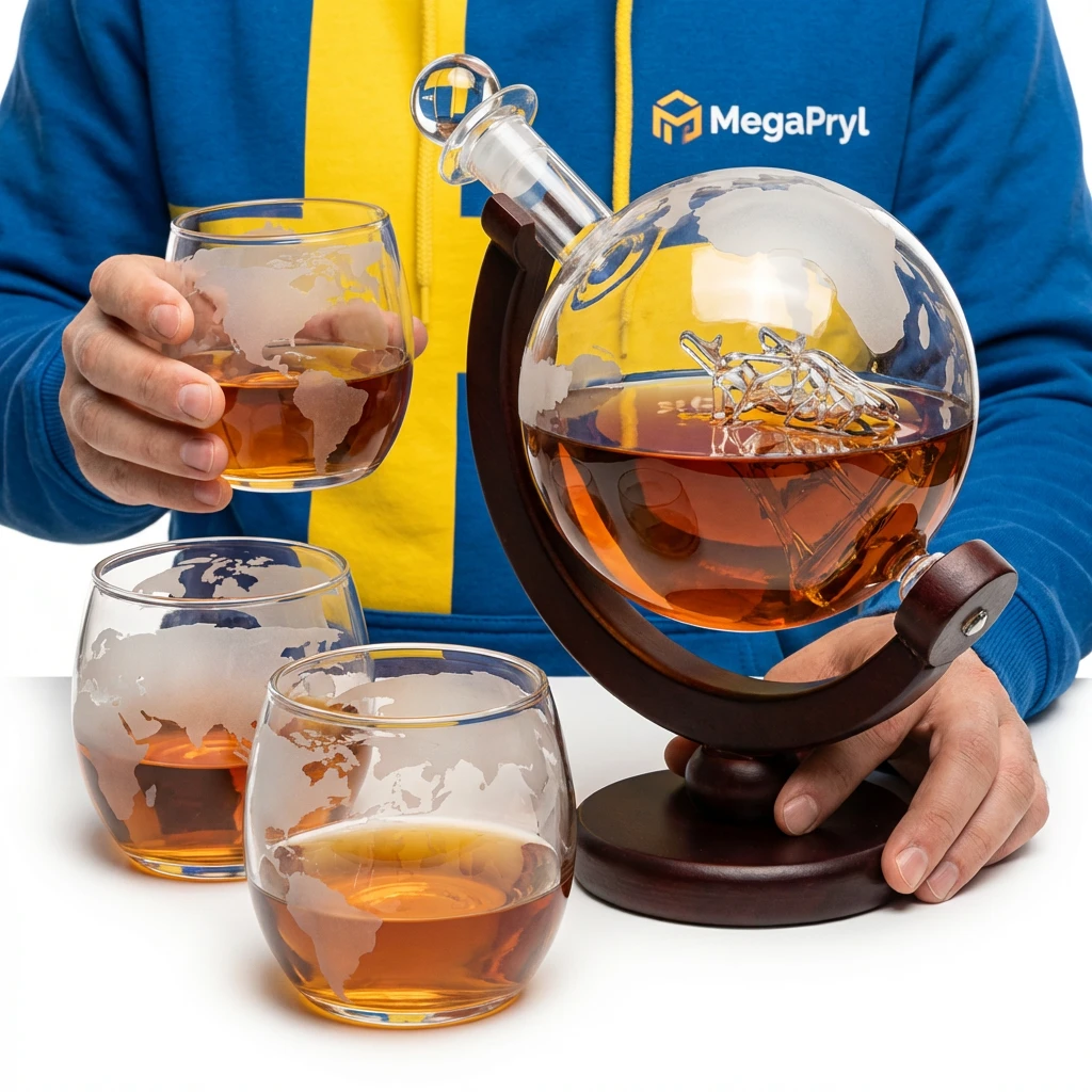 Glob Karaff Träställ Glas