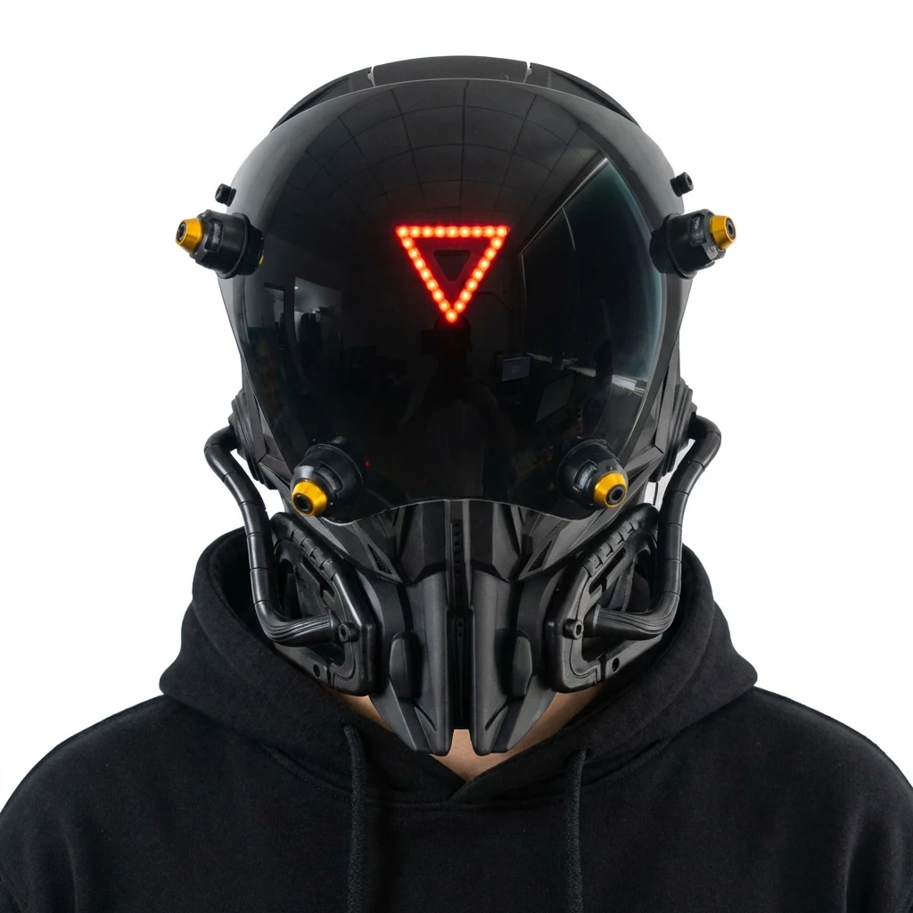 Inferno Triangle LED Mask – Futuristisk Röd Mask