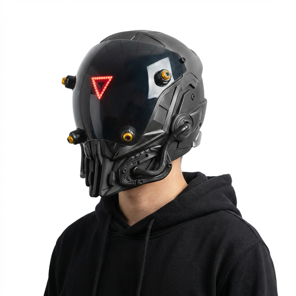 Inferno Triangle LED Mask – Futuristisk Röd Mask