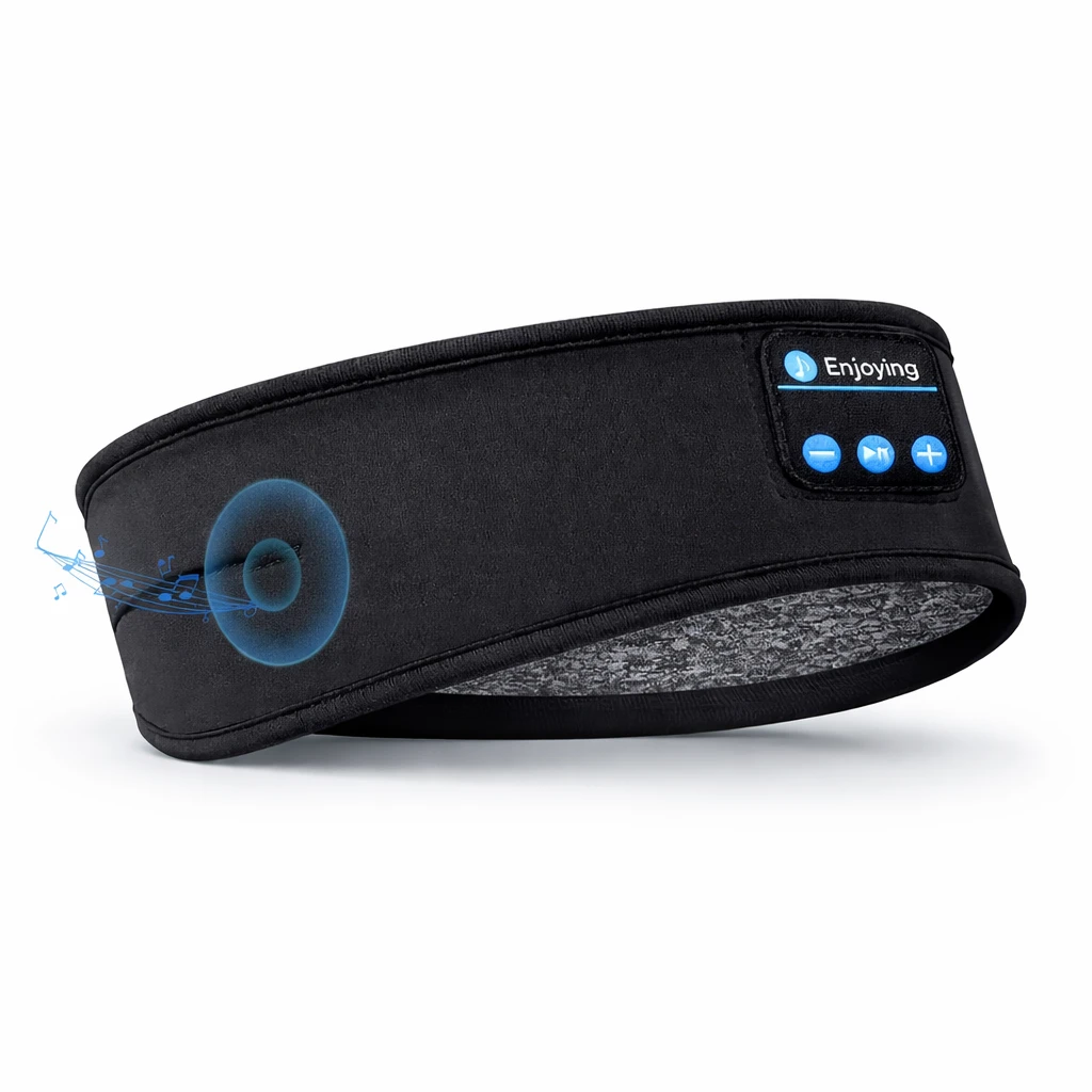 Trådlöst Bluetooth Pannband med Hörlurar – För Träning & Avslappning