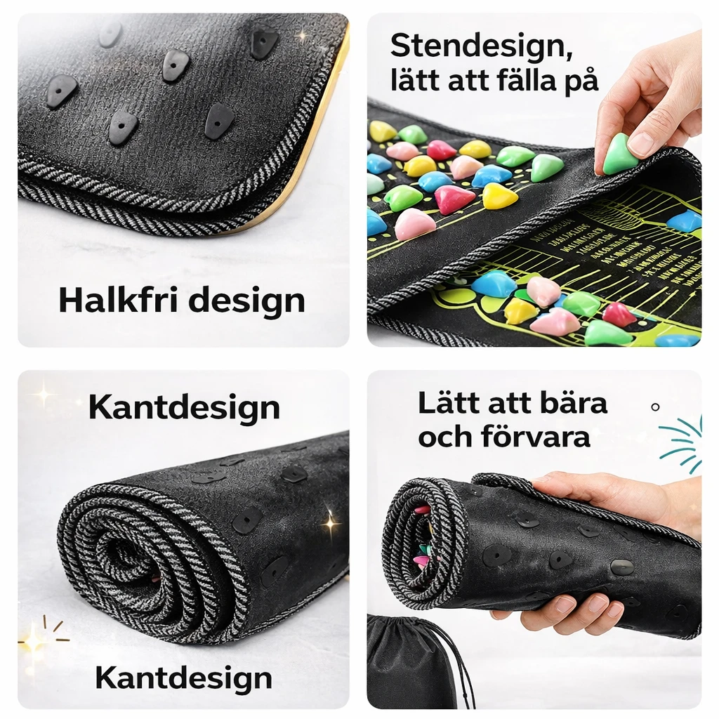 Fotmassagebräda – Akupressurmatta med justerbara stenar
