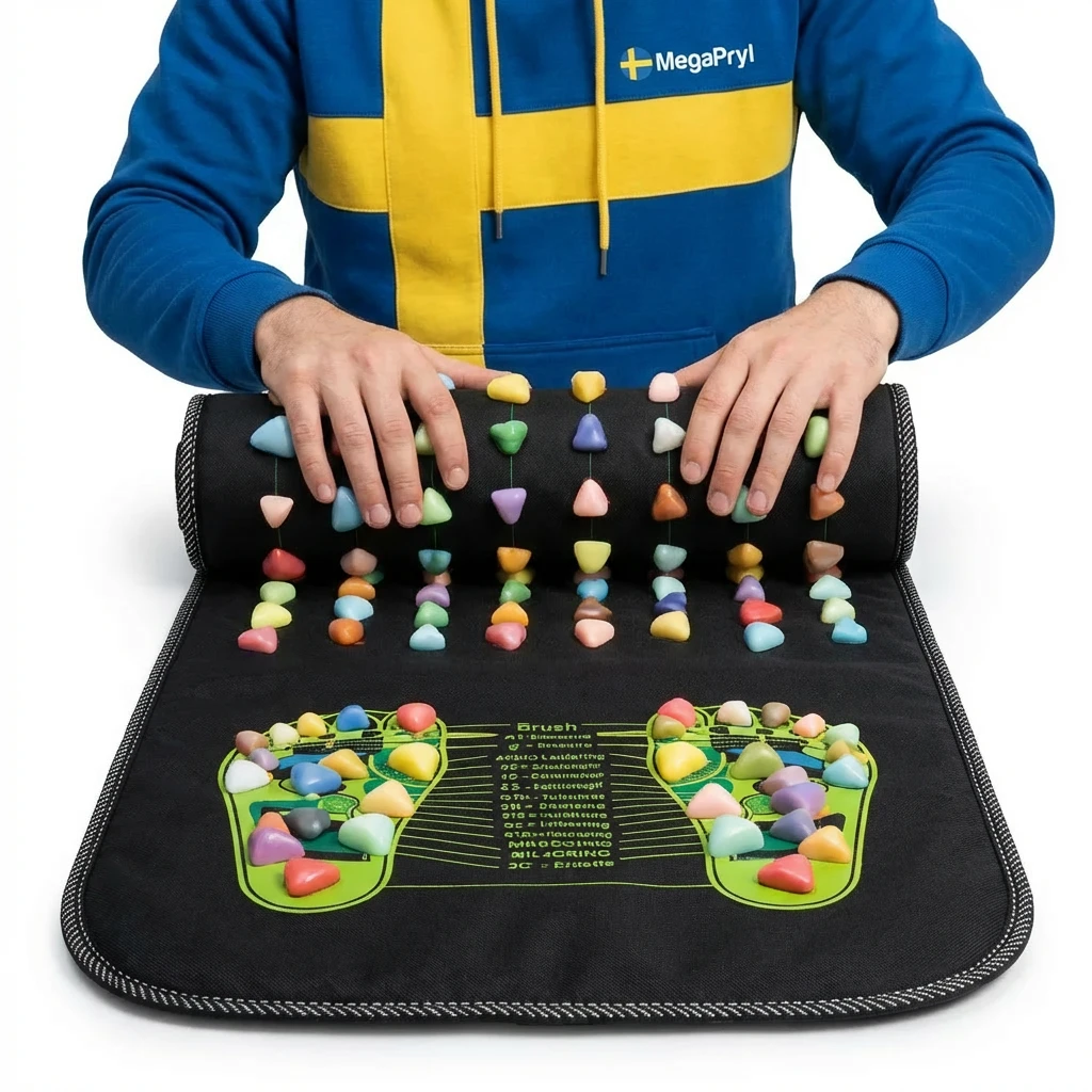 Fotmassagebräda – Akupressurmatta med justerbara stenar