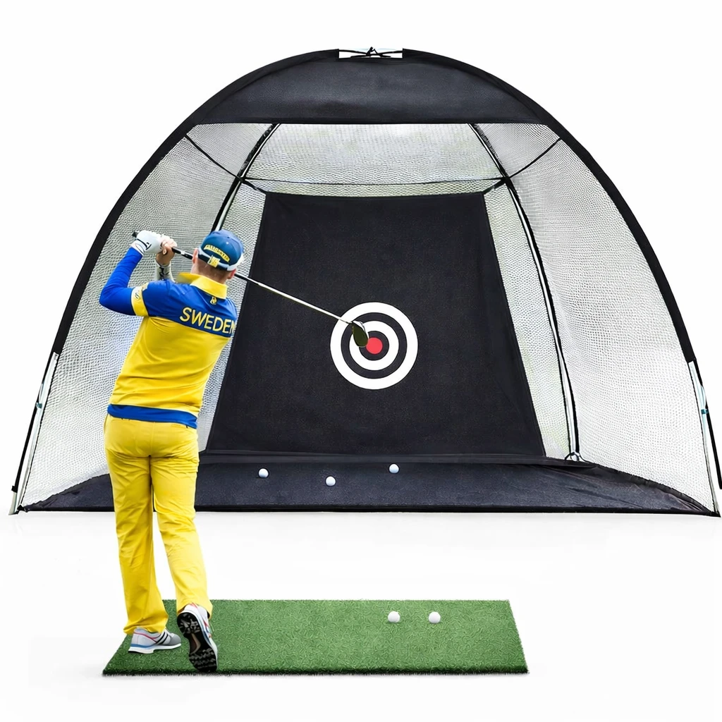 Golfnät med Golfmatta – Träningsnät för Golfsving & Chips