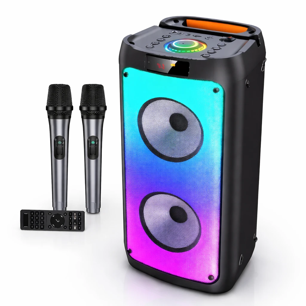 Karaokemaskin för vuxna – Bluetooth högtalare med 2 mikrofoner