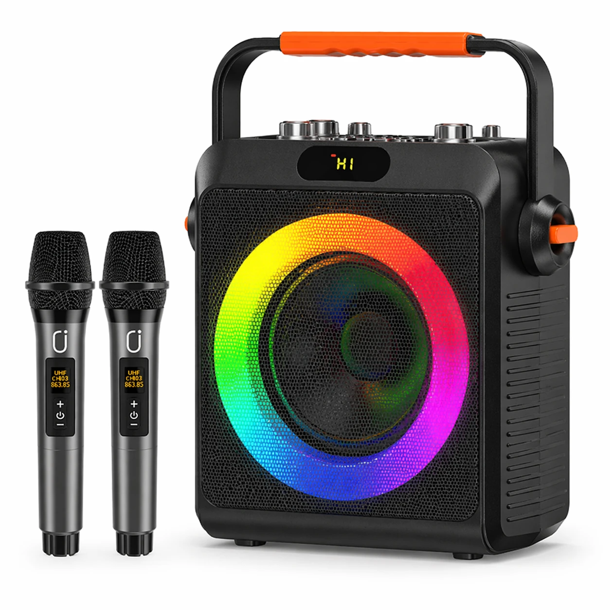 Karaokemaskin med mikrofoner – Bluetooth högtalare med RGB