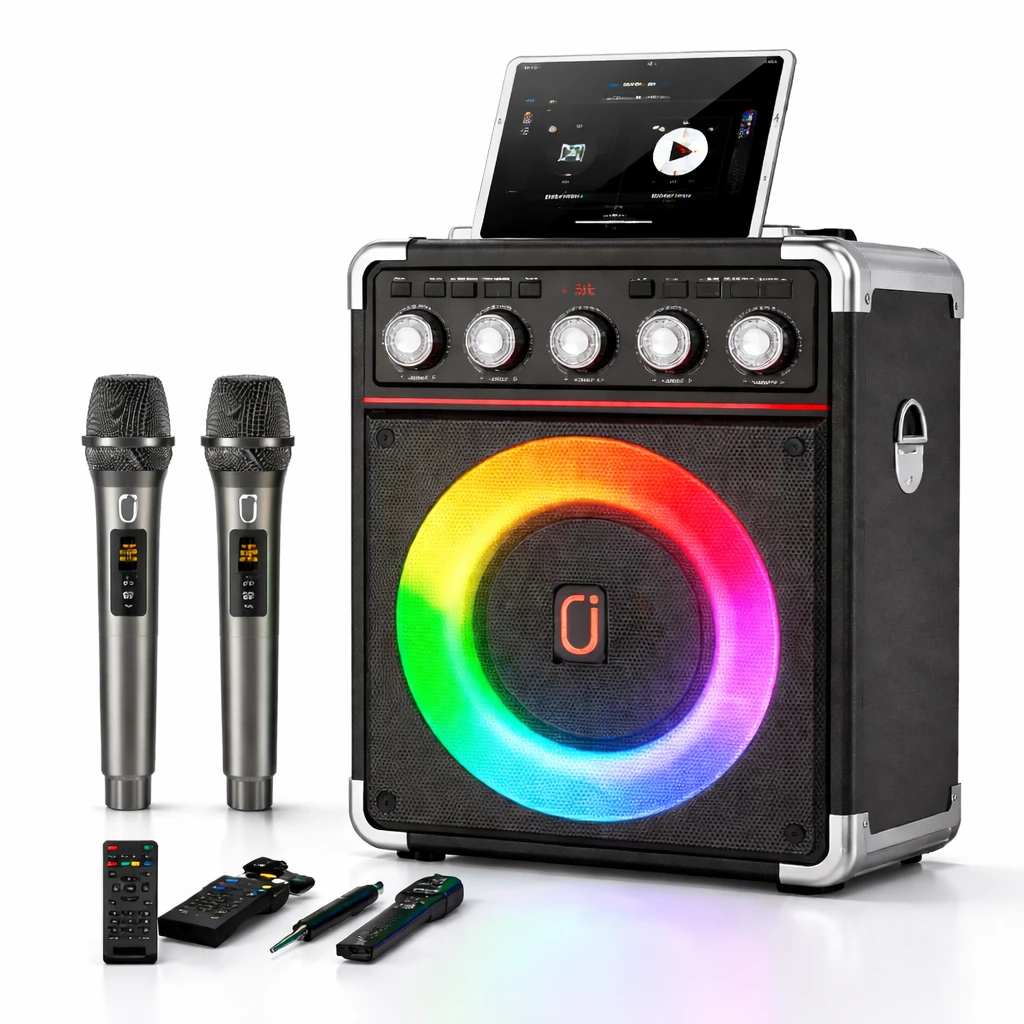 Karaoke Högtalare Mikrofoner RGB