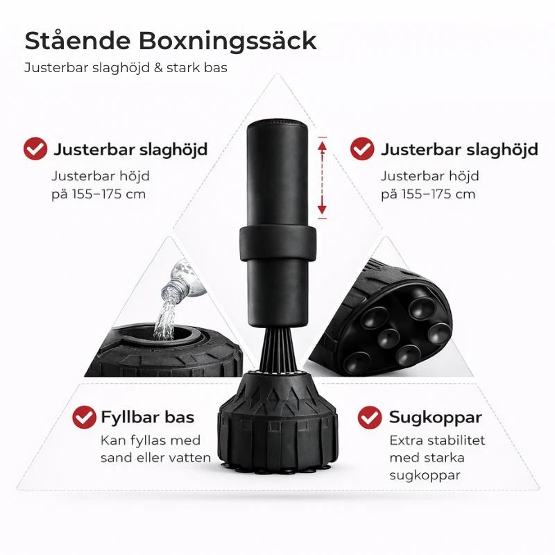 Stående Boxningssäck – Justerbar Slagyta & Stabil Bas