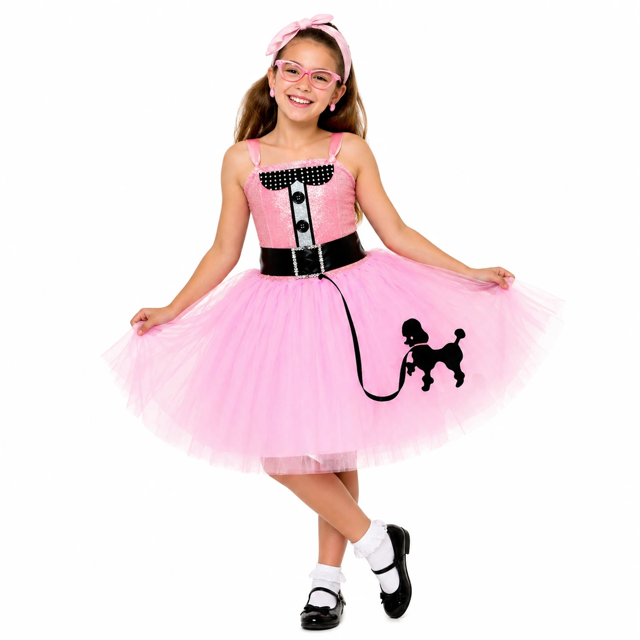 Rosa 50-tals Maskeraddräkt Barn – Tutu Klänning Retro