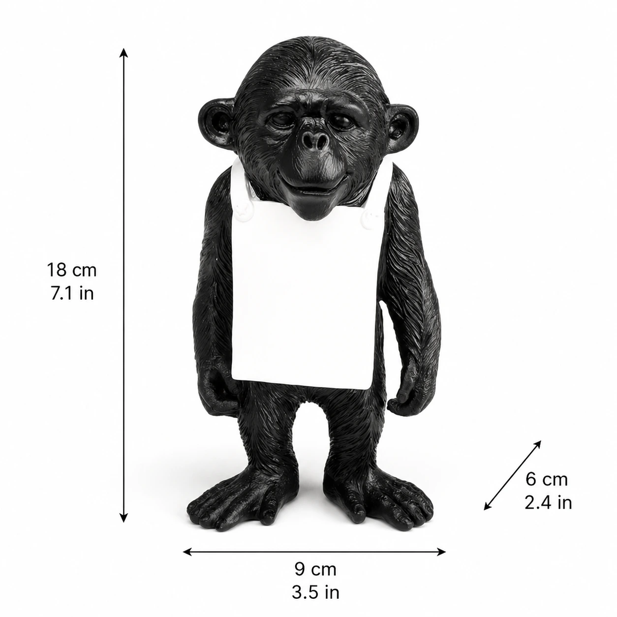 Apa med Haklapp Svart (18 cm)