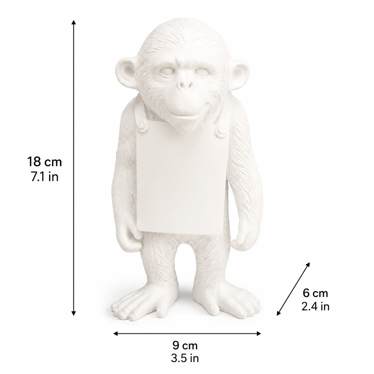 Apa med Haklapp Vit (18 cm)