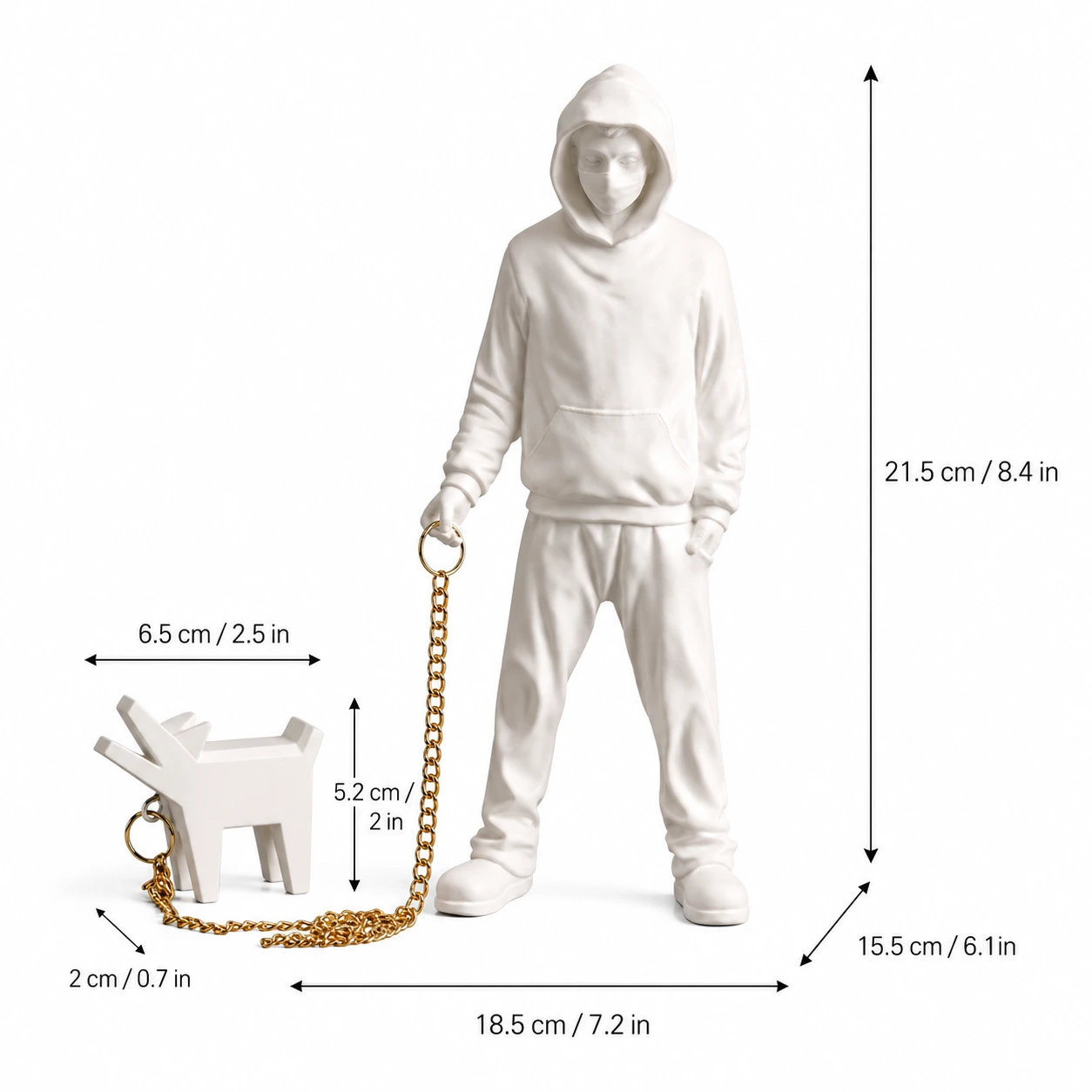 Maskerad Man med Hund (21.5 cm)