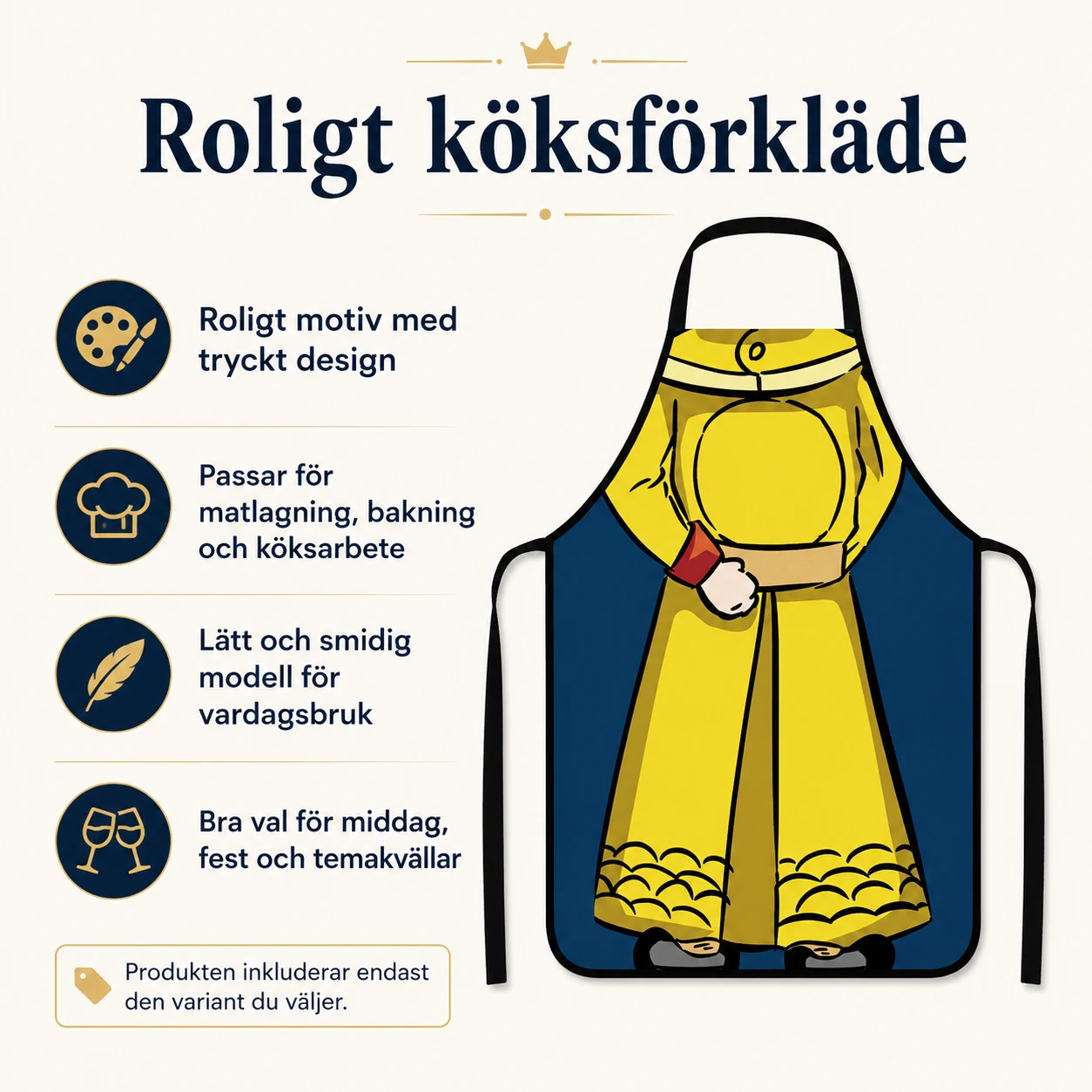 Roligt köksförkläde för matlagning i polyester
