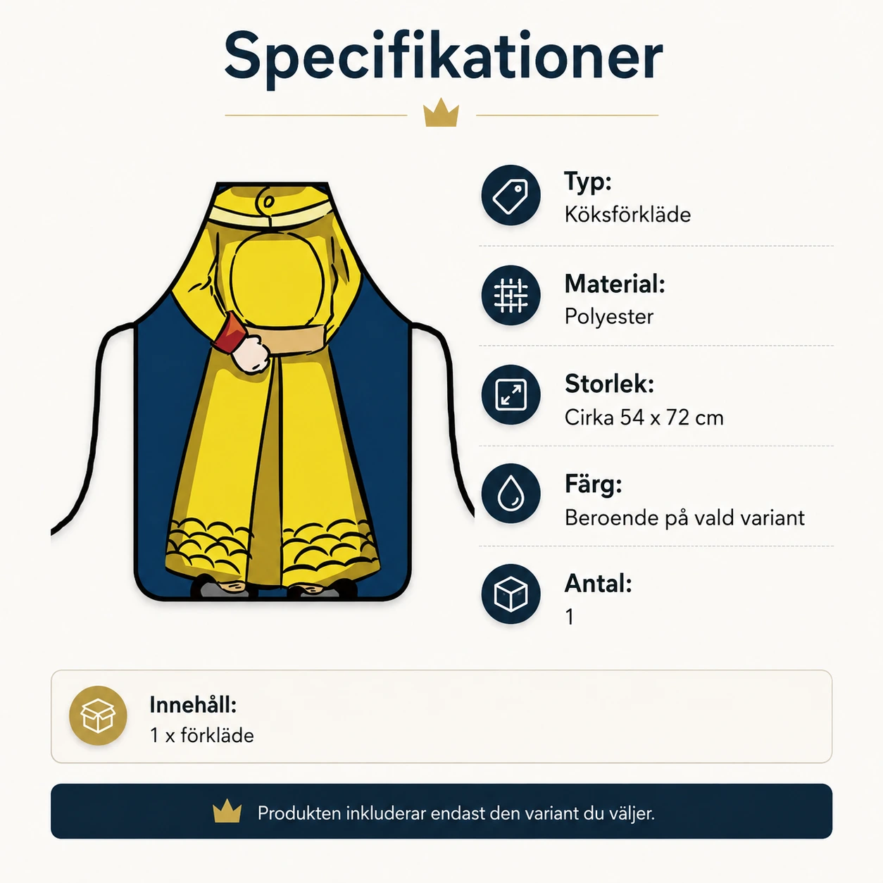 Roligt köksförkläde för matlagning i polyester