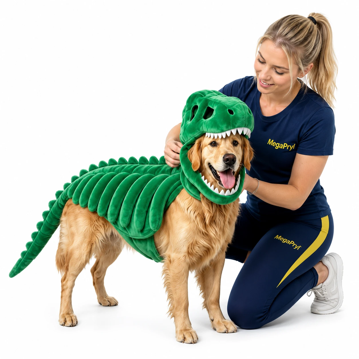 Dinosauriedräkt för hund med huva