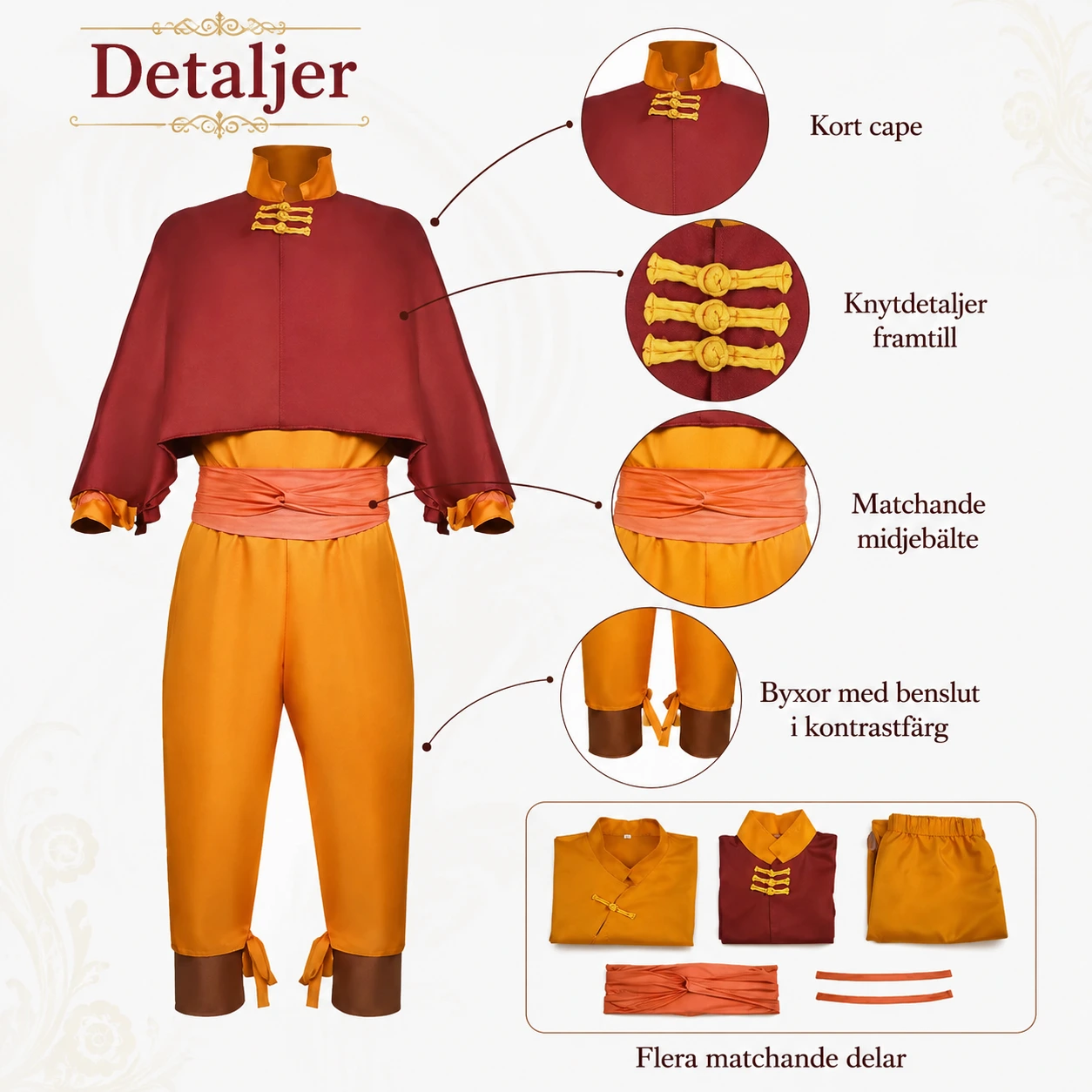 Cosplaydräkt för rollspel och maskerad