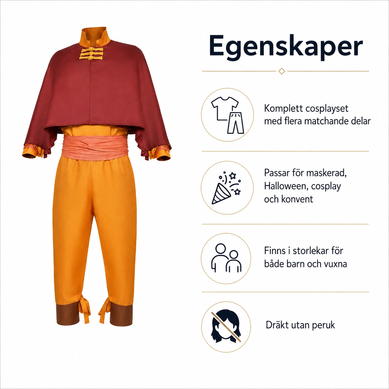 Cosplaydräkt för rollspel och maskerad