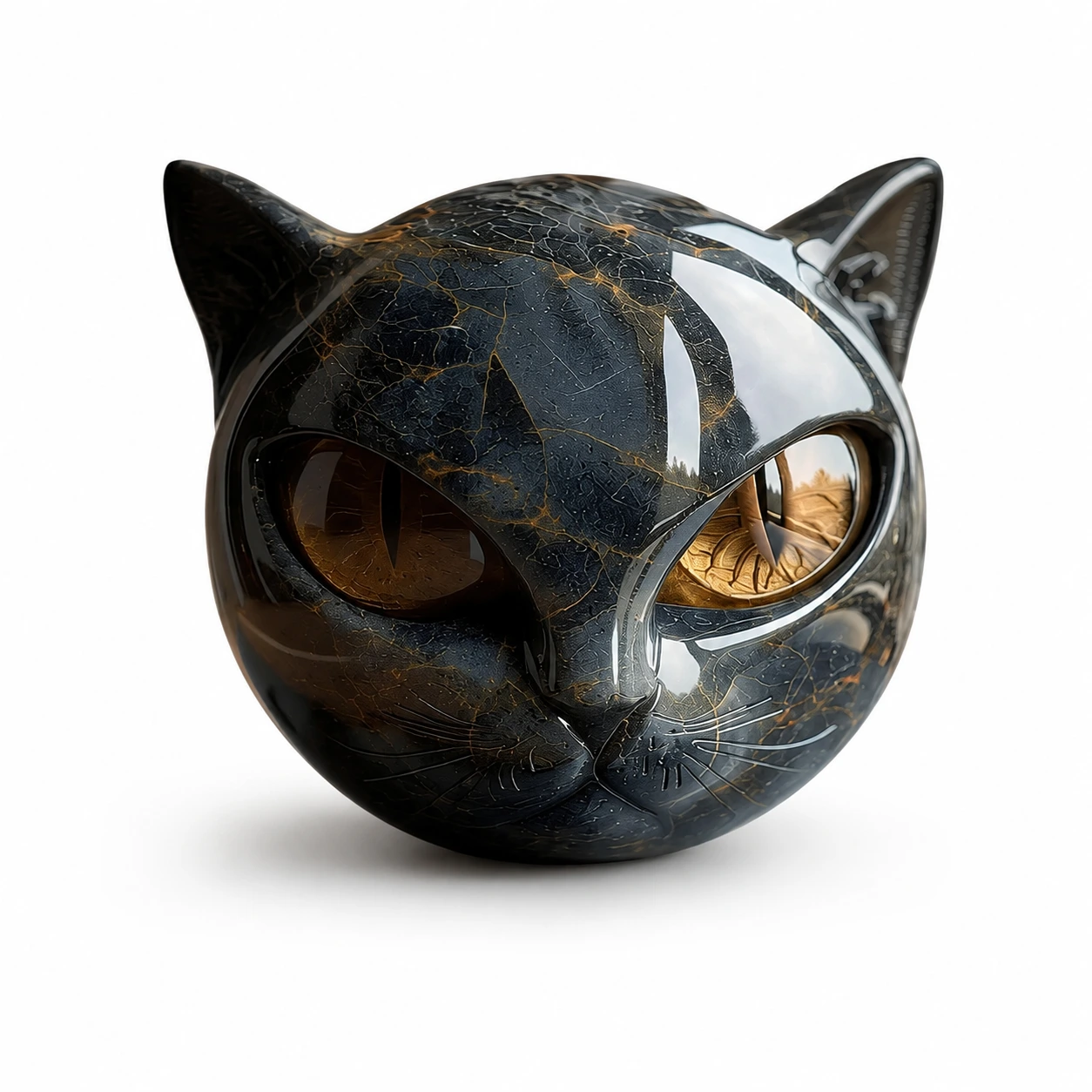 Svart kattfigur för heminredning i resin 8 x 8 cm