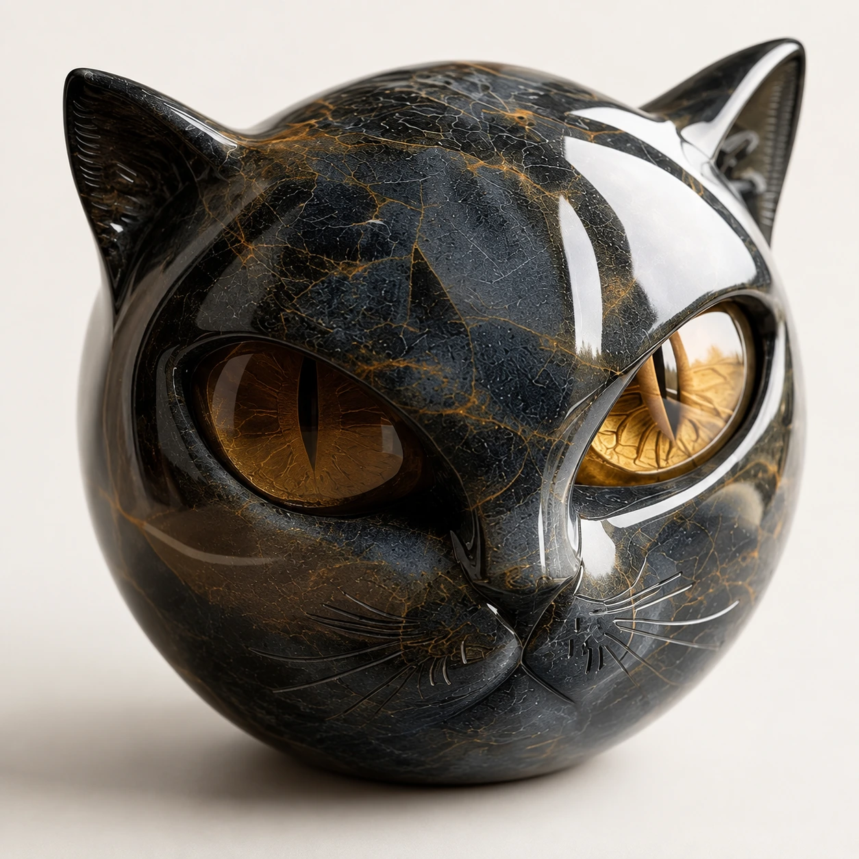 Svart kattfigur för heminredning i resin 8 x 8 cm