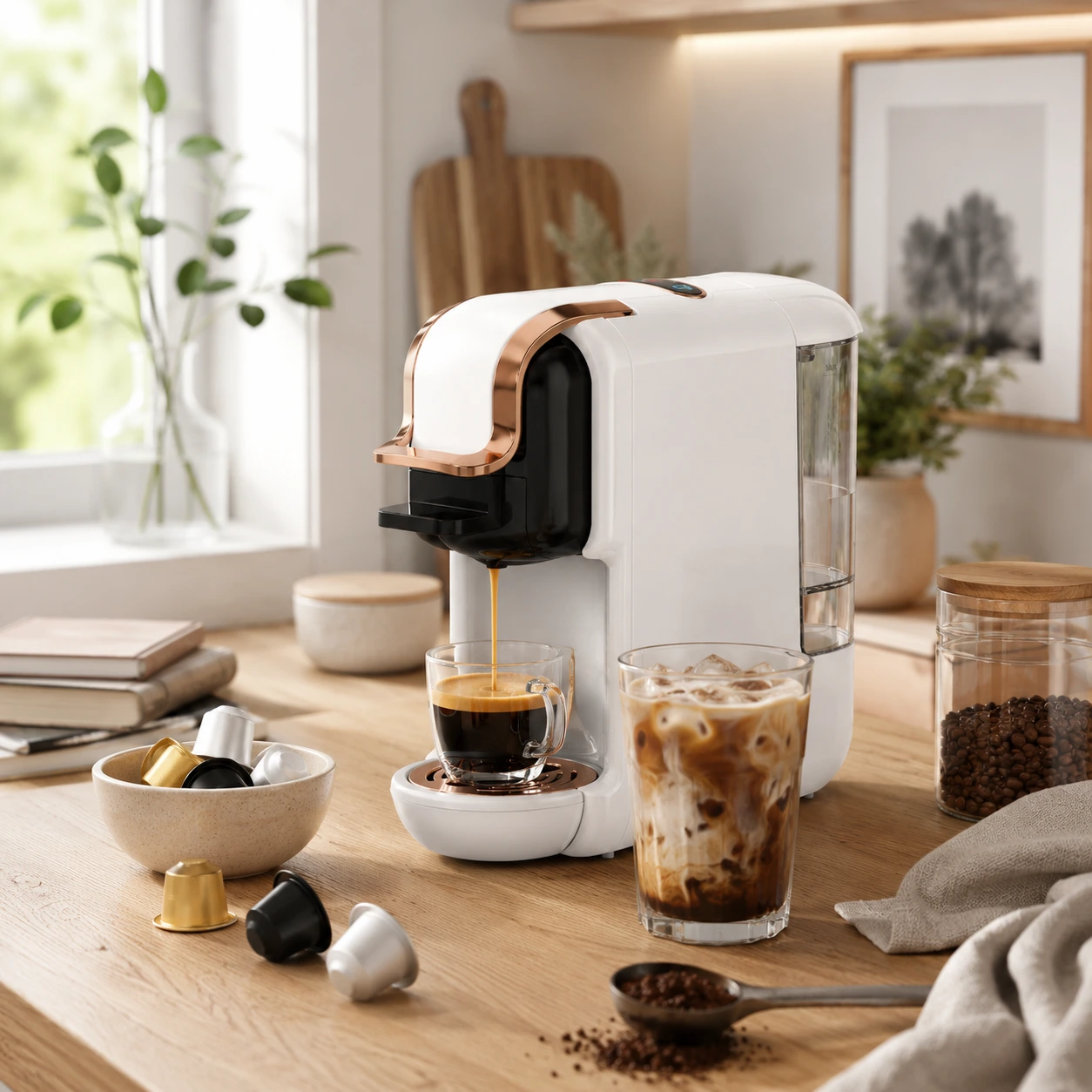 4-i-1 Espressomaskin 20 Bar för Kapslar och Kaffe