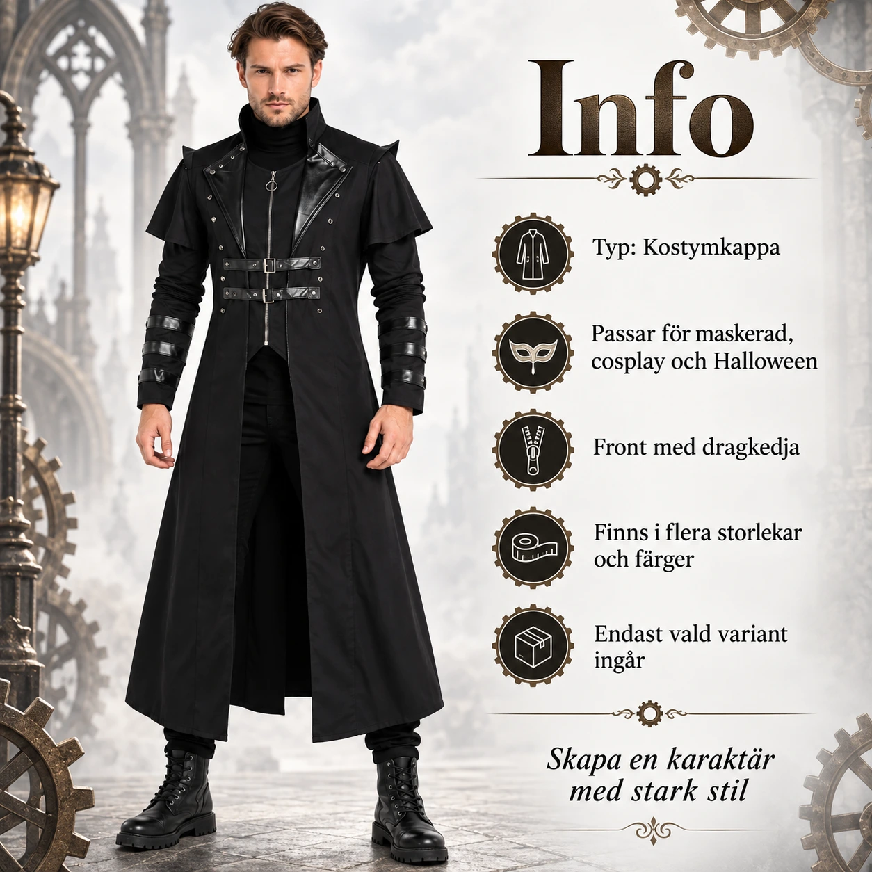 Steampunk kappa för maskerad och cosplay