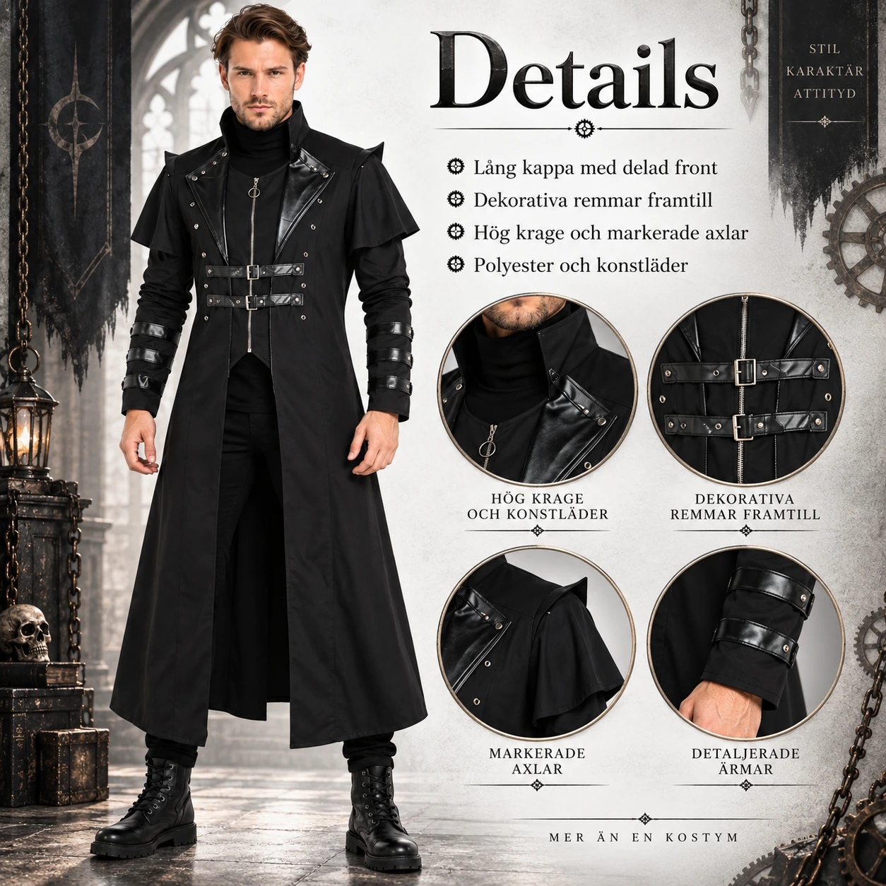 Steampunk kappa för maskerad och cosplay