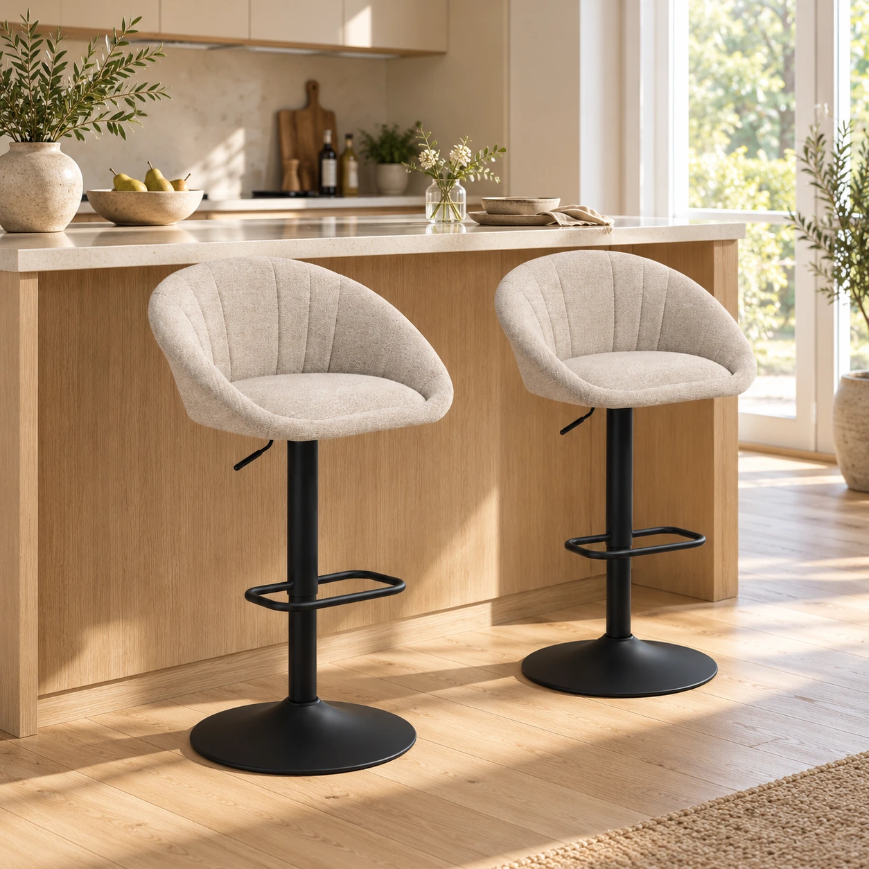 Barstolar för kök och bardisk, 2-pack med justerbar höjd