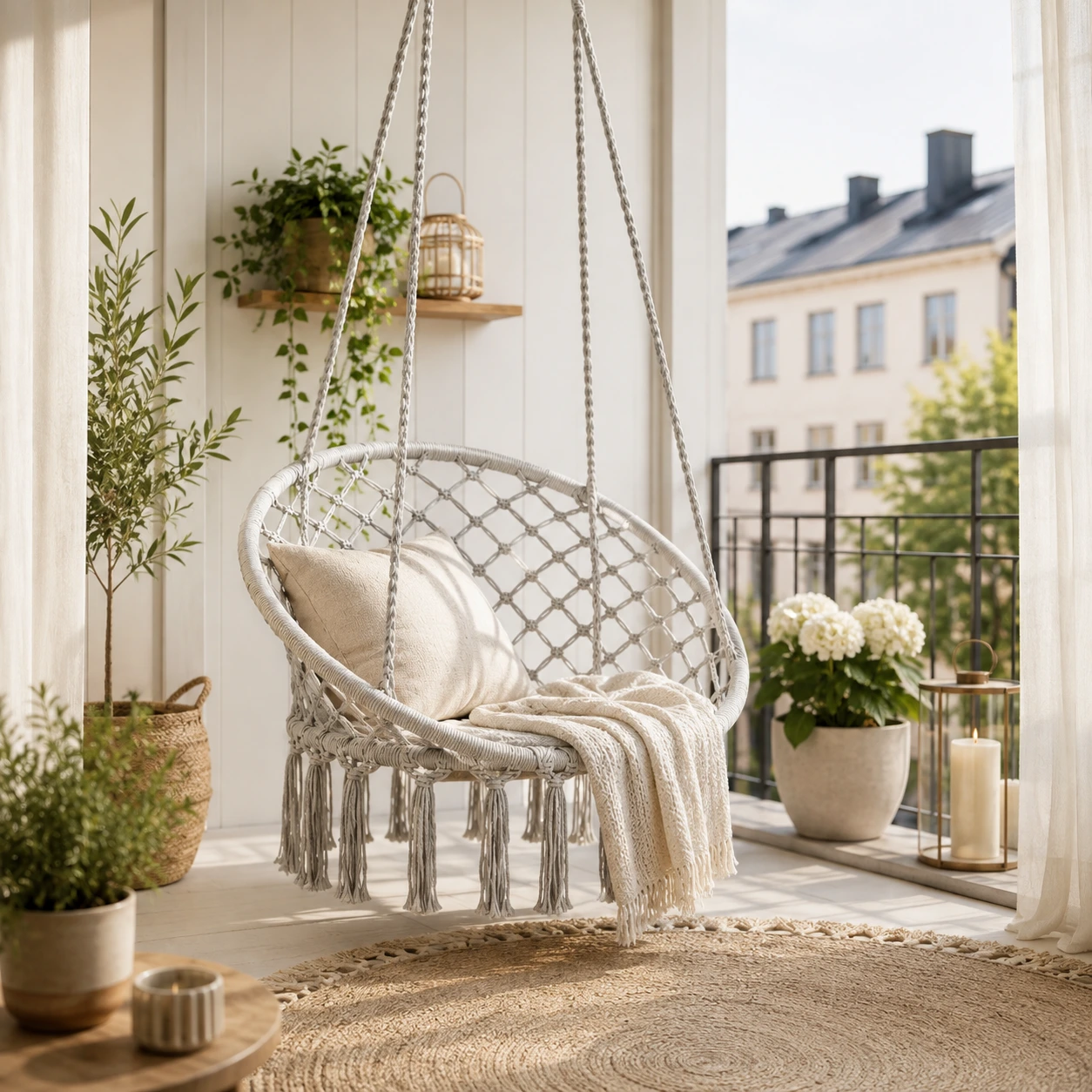 Hängstol för inom- och utomhusbruk med boho-design