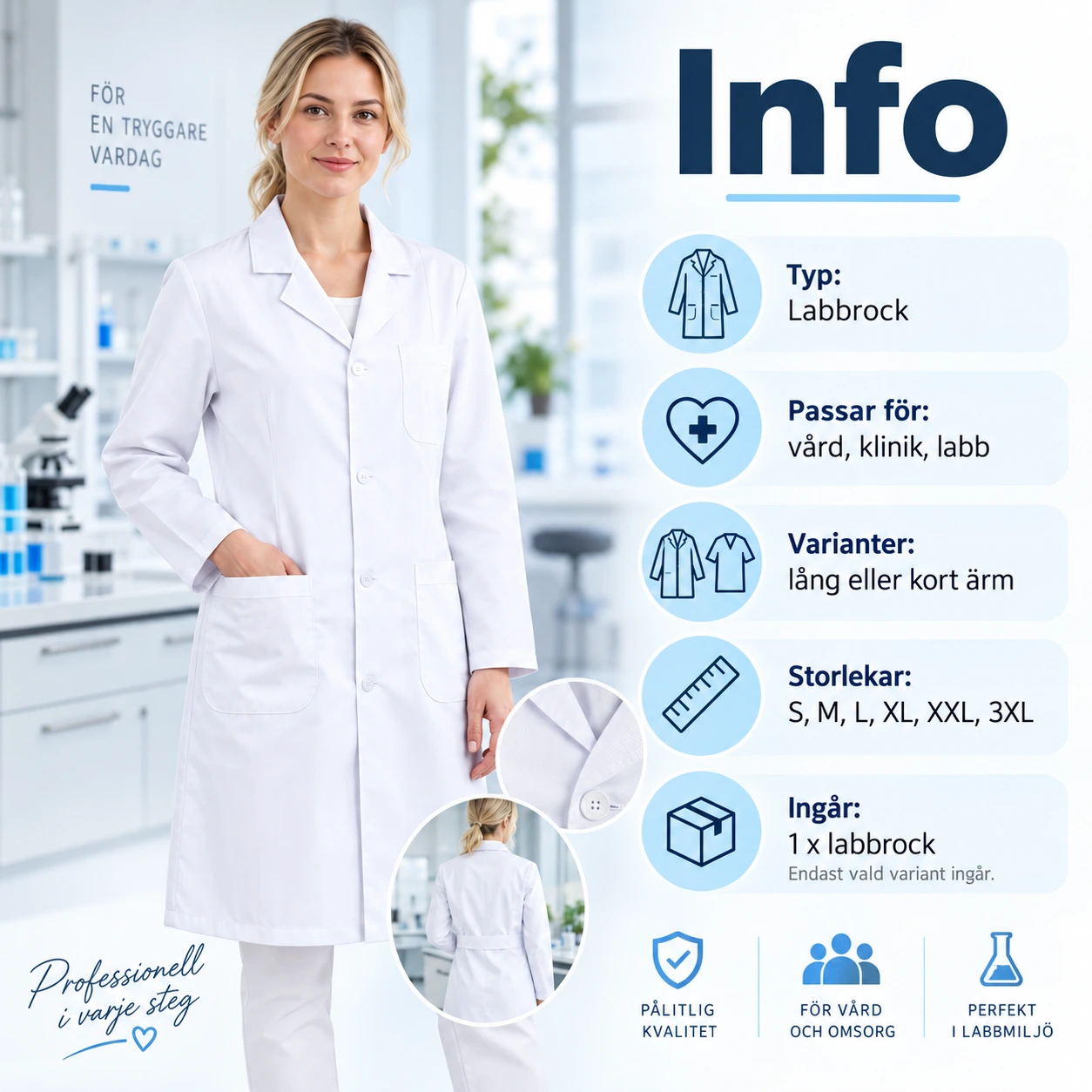 Labbrock för dam för klinik och vård