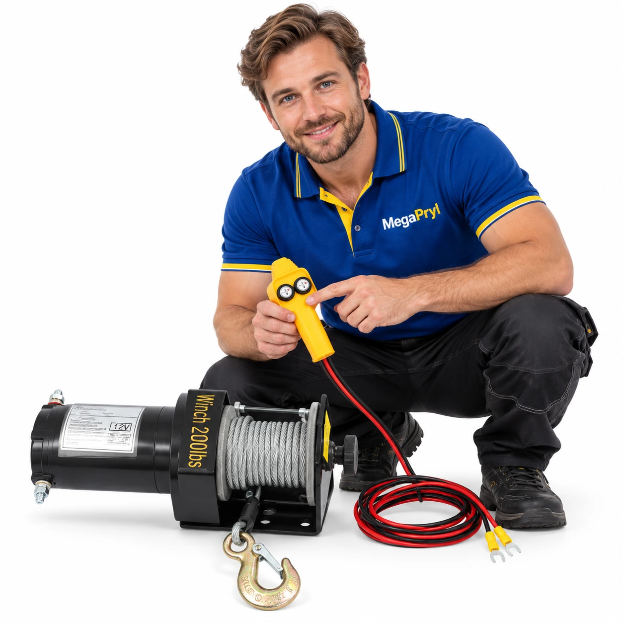 Elektrisk vinsch 12V med wired handkontroll