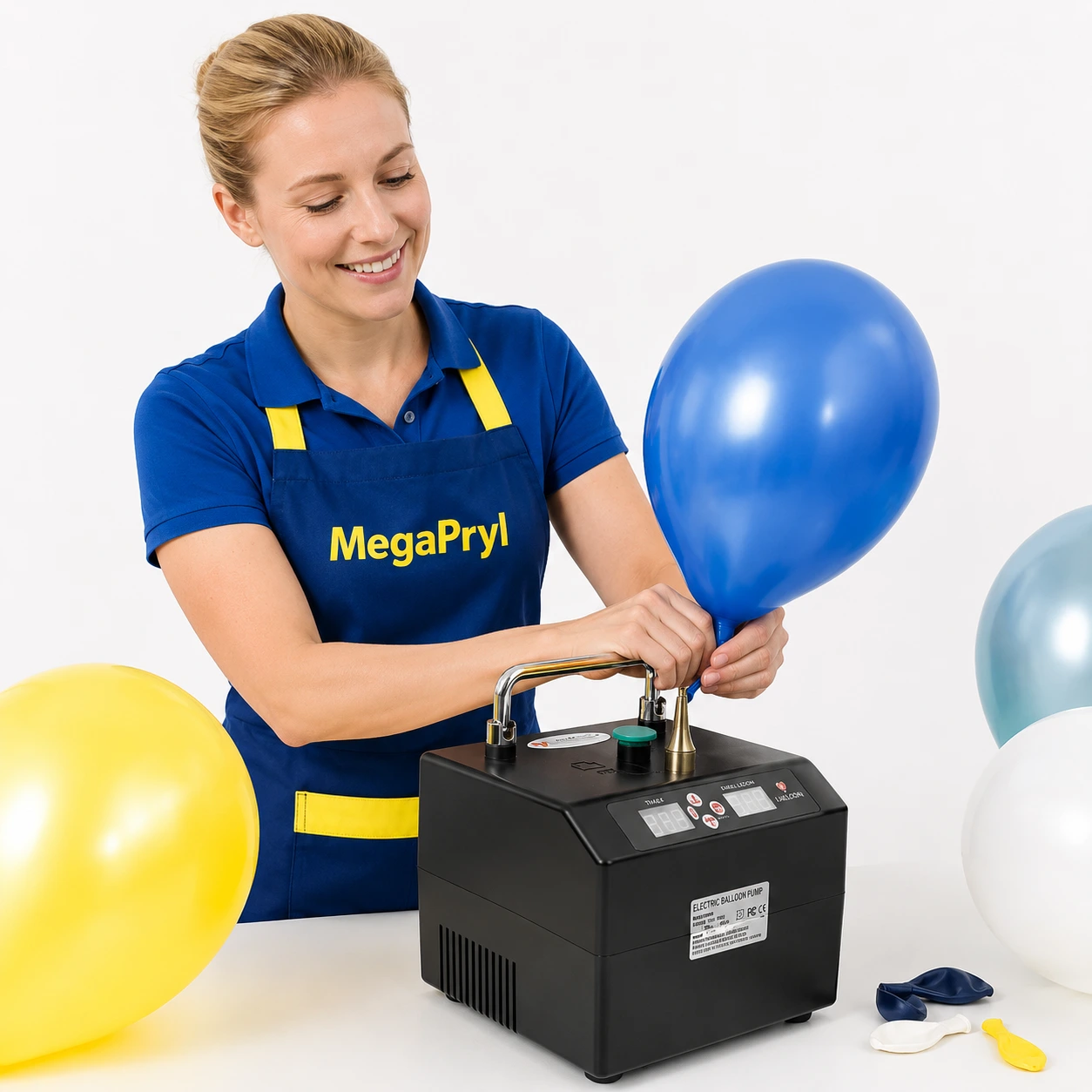 Elektrisk ballongpump med dubbla munstycken och timer