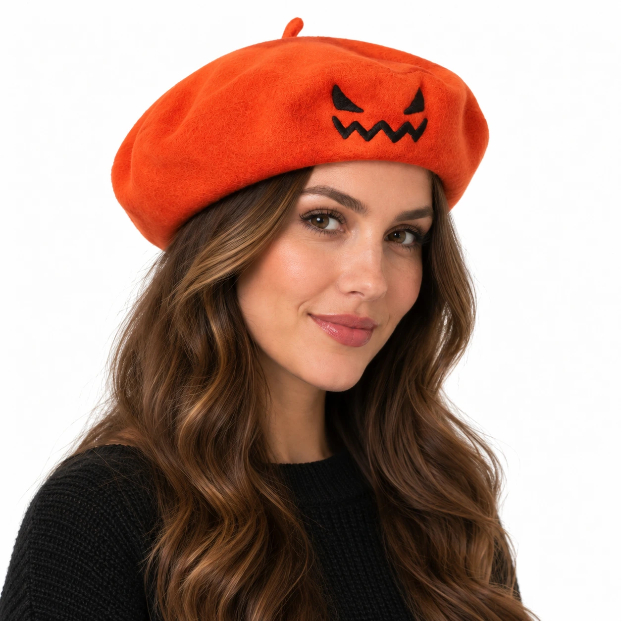 Hatt med pumpaansikte i polyester, unisex