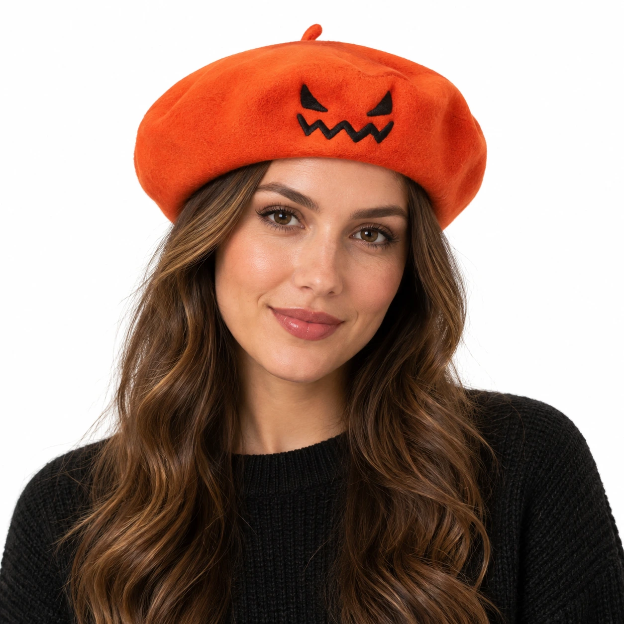 Hatt med pumpaansikte i polyester, unisex
