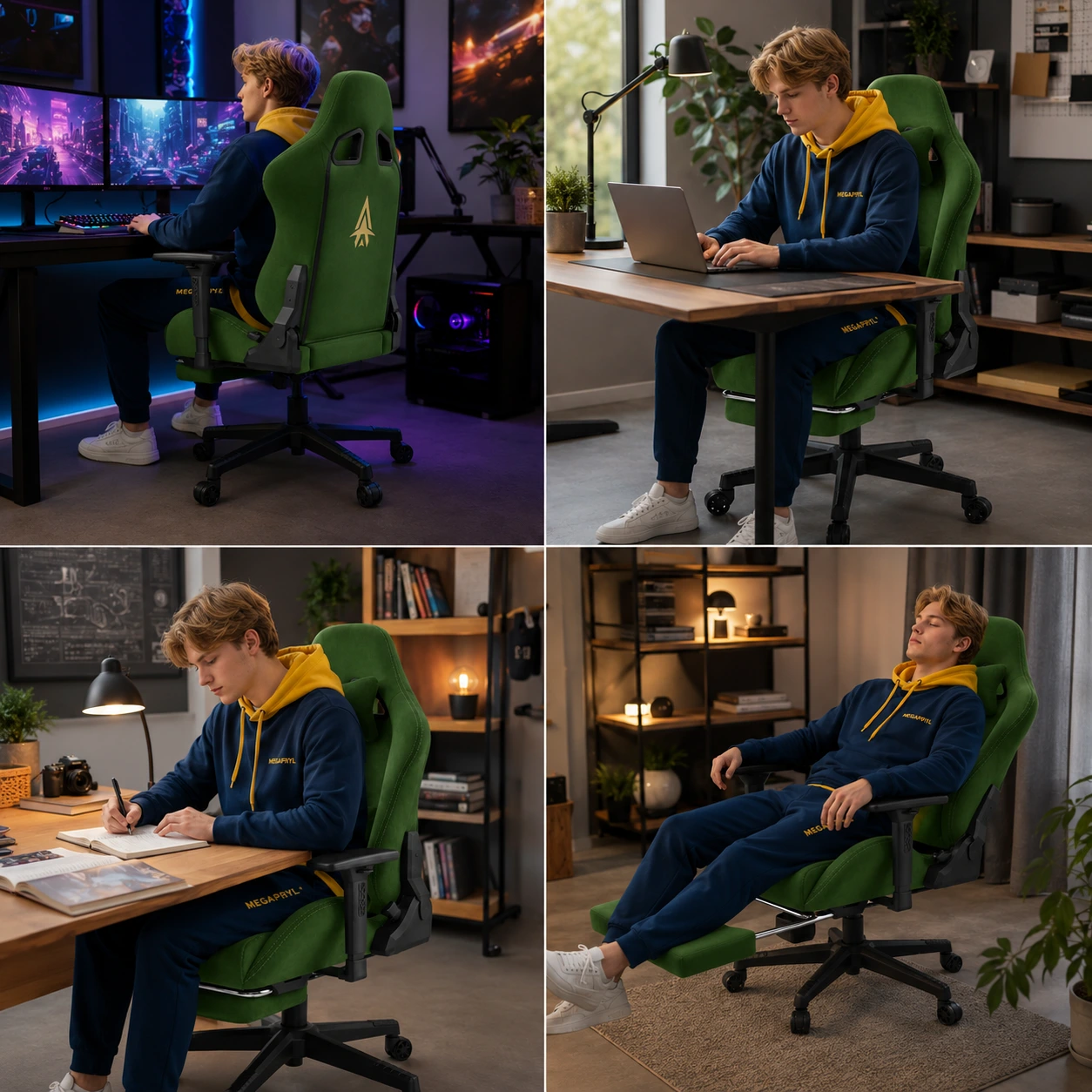 Gamingstol i Mockaimitation med Fotstöd
