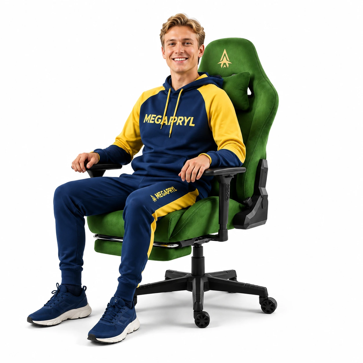 Gamingstol i Mockaimitation med Fotstöd