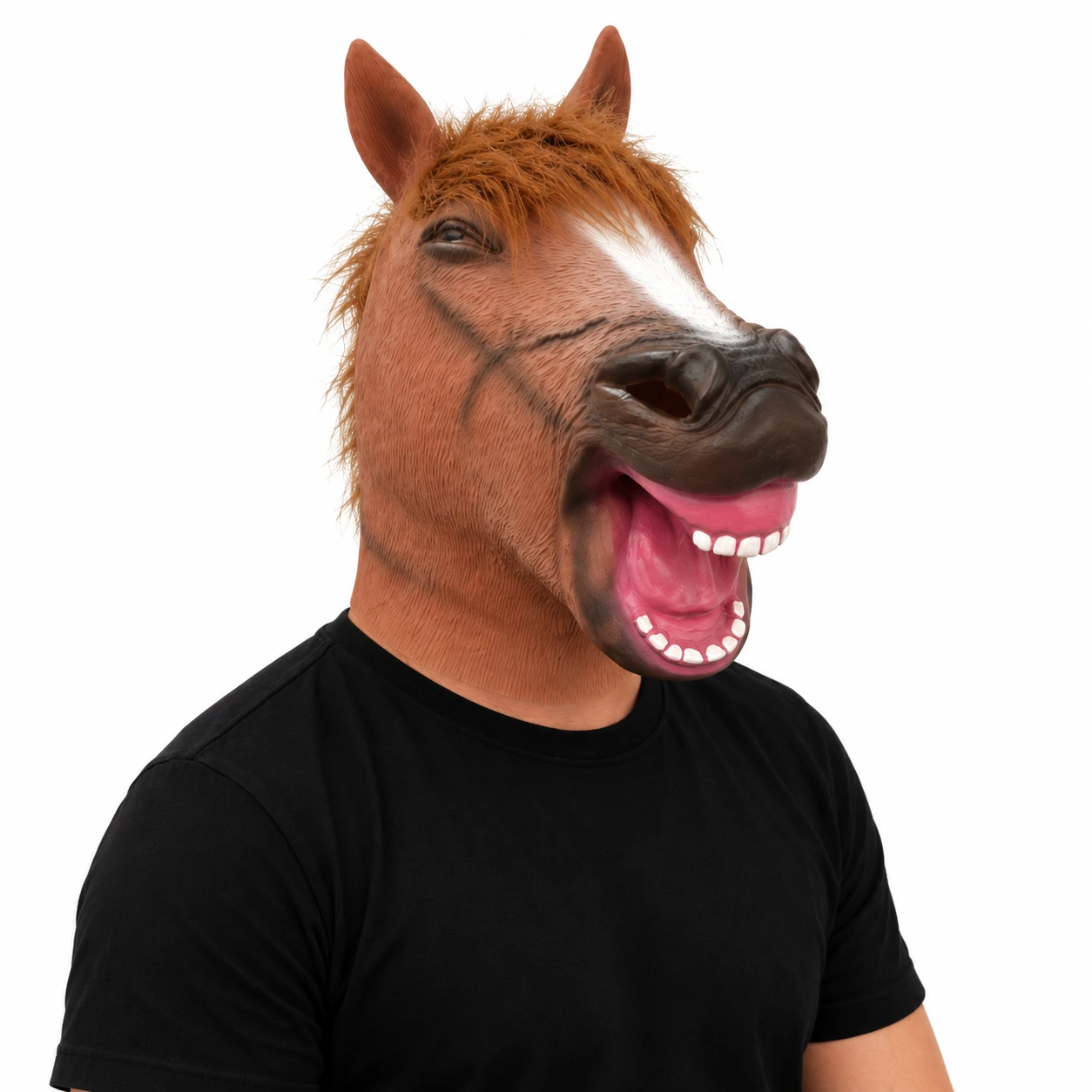 Mask häst i latex för vuxna, heltäckande