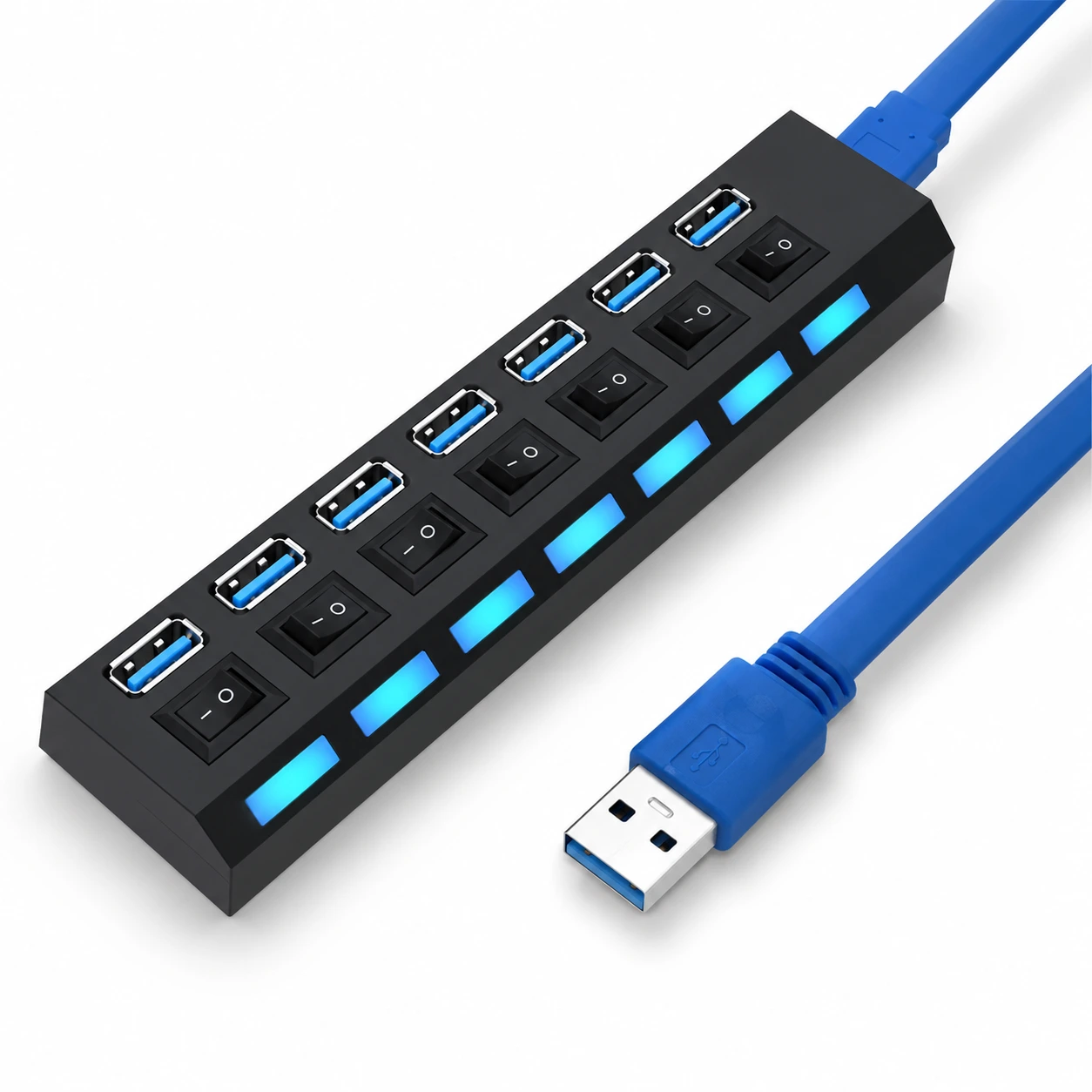 USB-hubb 7 portar USB 3.0 – med Strömbrytare