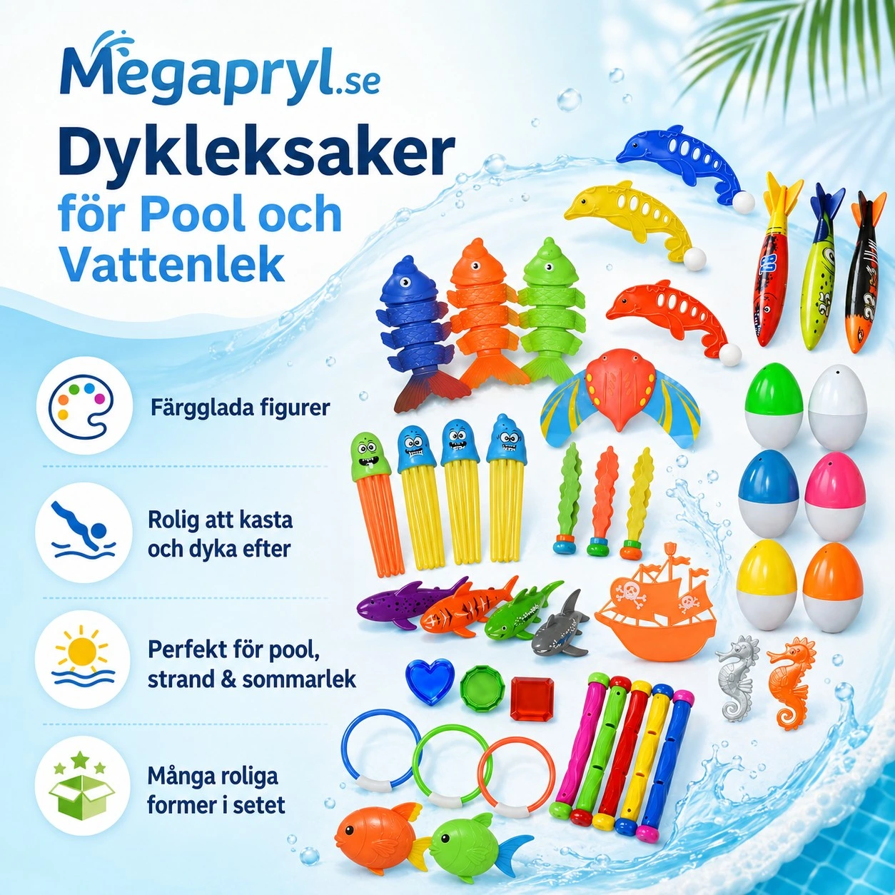 Dykleksaker för Pool och Vattenlek