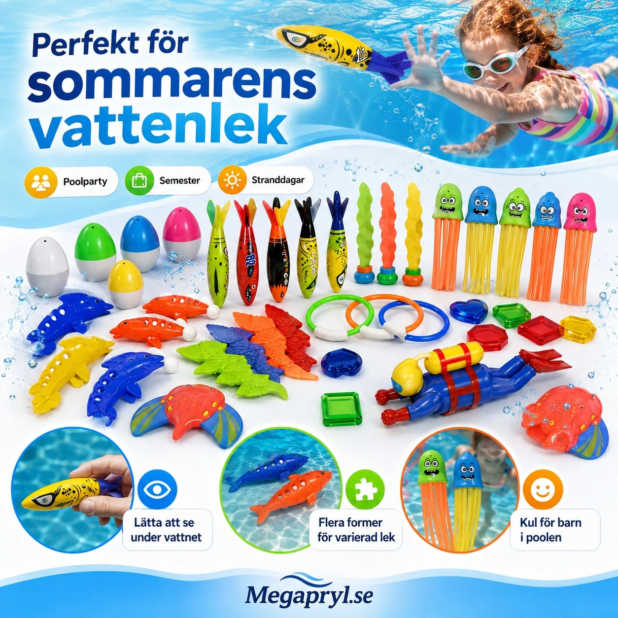 Dykleksaker för Pool och Vattenlek