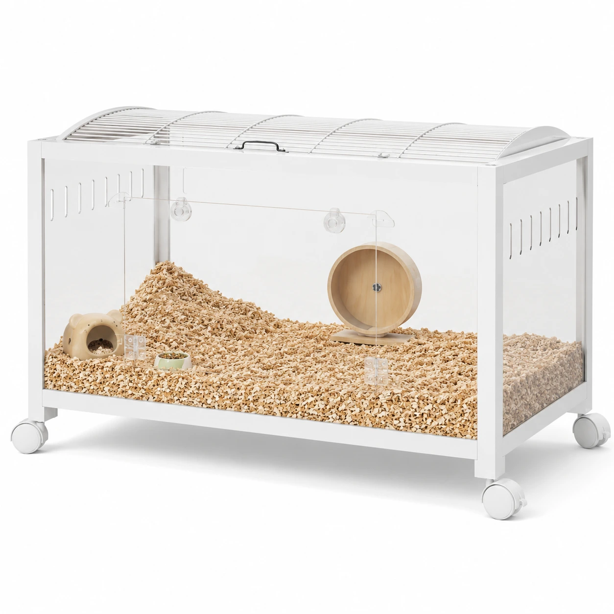 Hamsterbur på hjul med ventilation och dubbeldörr
