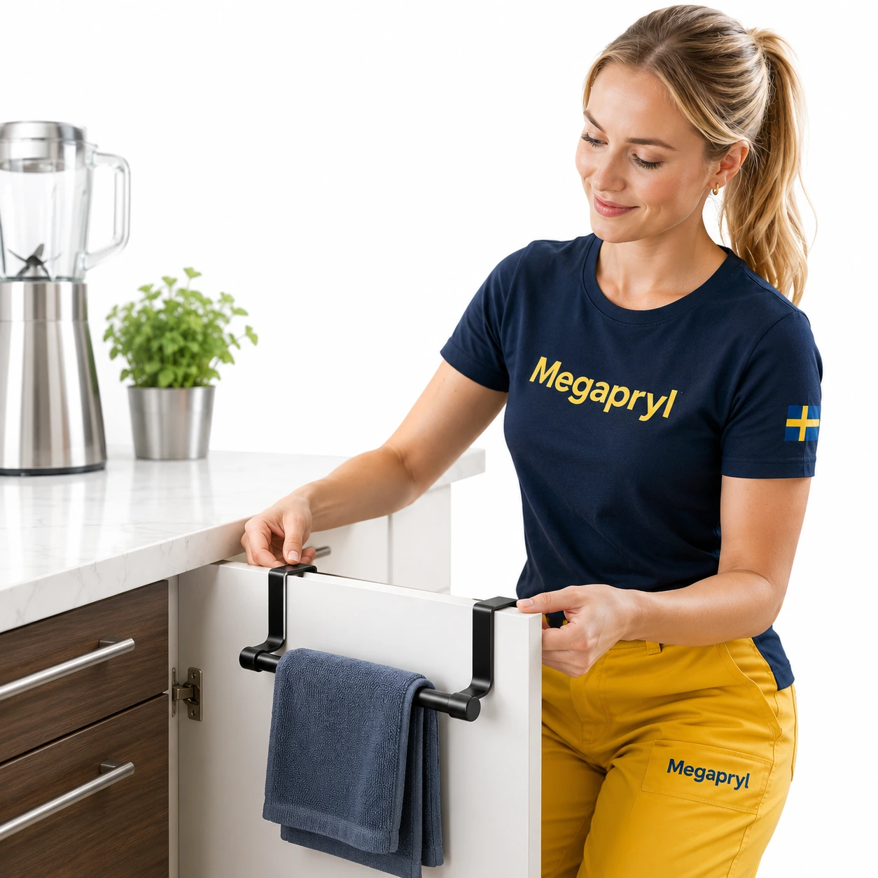 Handdukshängare för Skåpsdörr – Svart, Borrfri