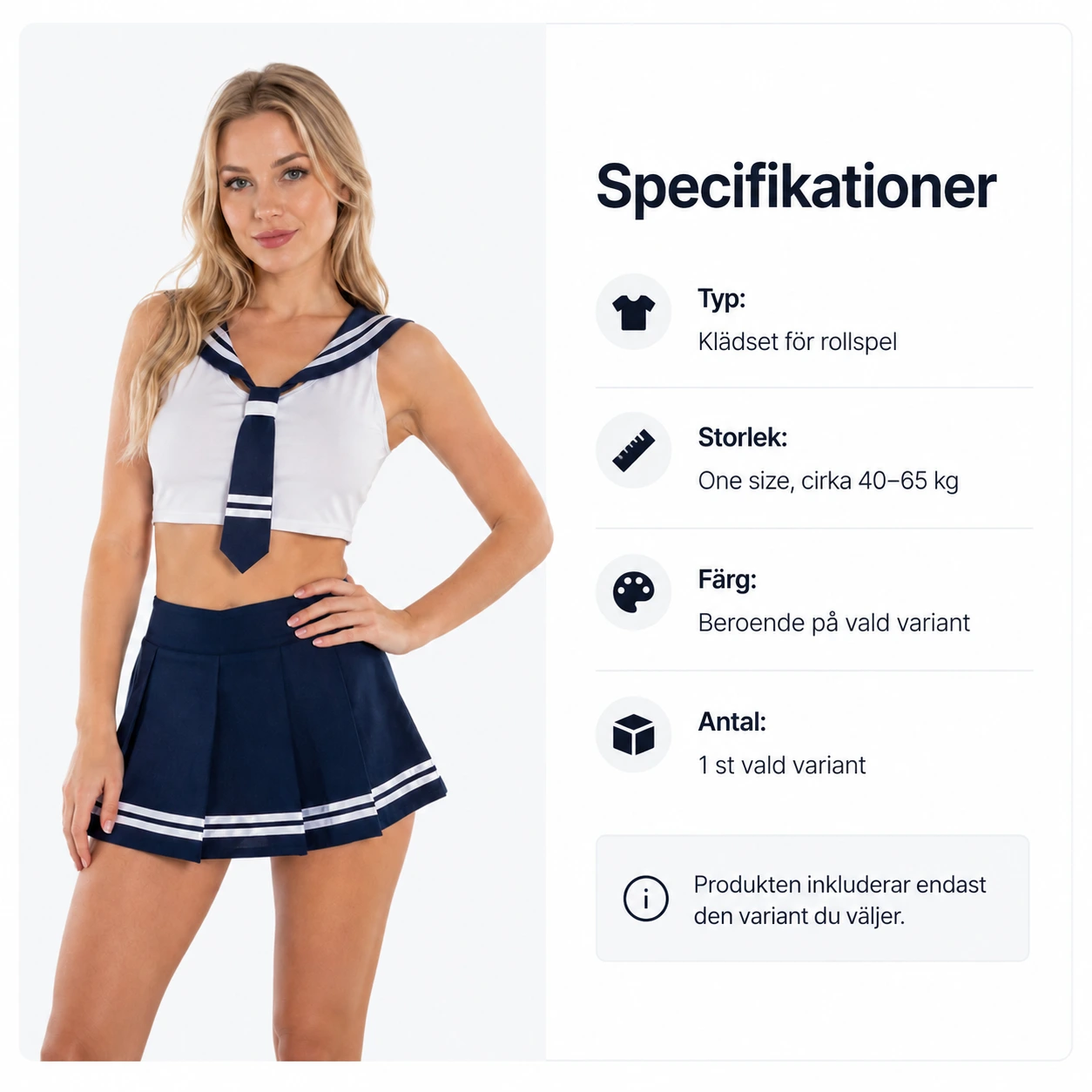 Skoluniform set för rollspel med kjol och topp