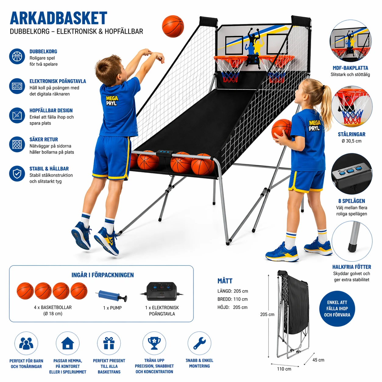 Arkadbasket Dubbelkorg – Elektronisk & Hopfällbar