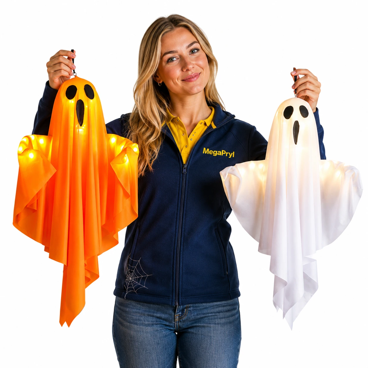 Hängande spökdekoration för Halloween med belysning