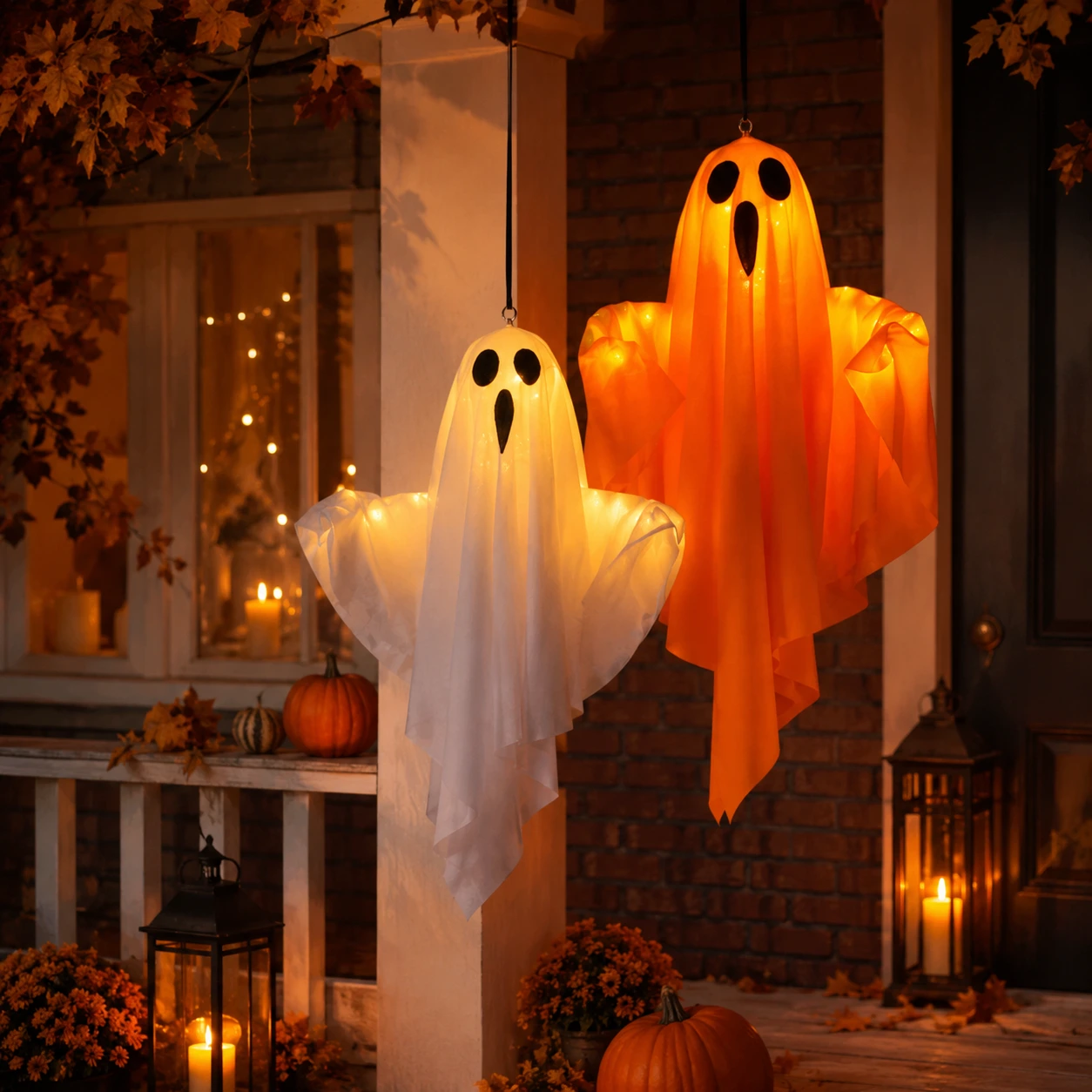 Hängande spökdekoration för Halloween med belysning