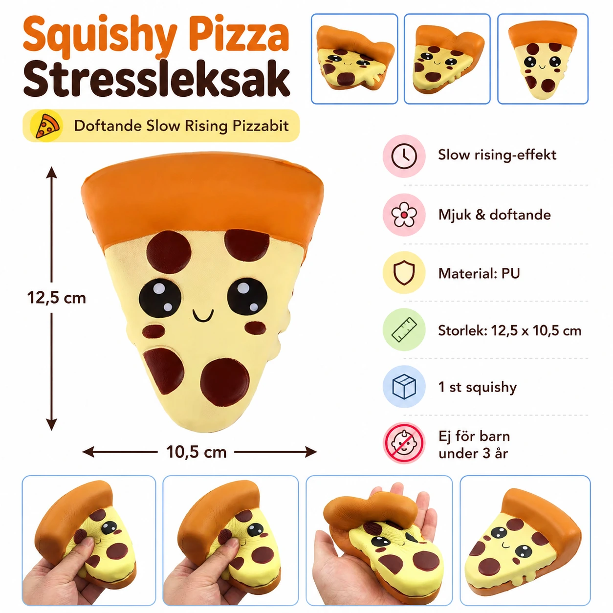 Squishy Pizza Stressleksak – Doftande Slow Rising Pizzabit