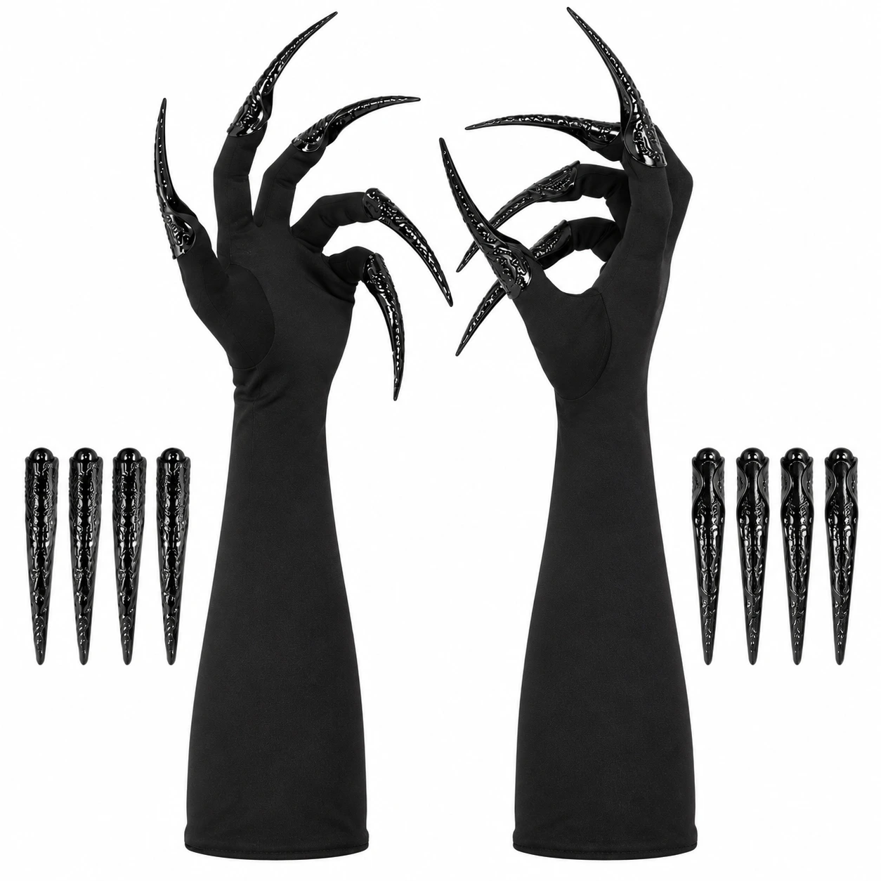 Långa nagelhandskar för halloween och cosplay