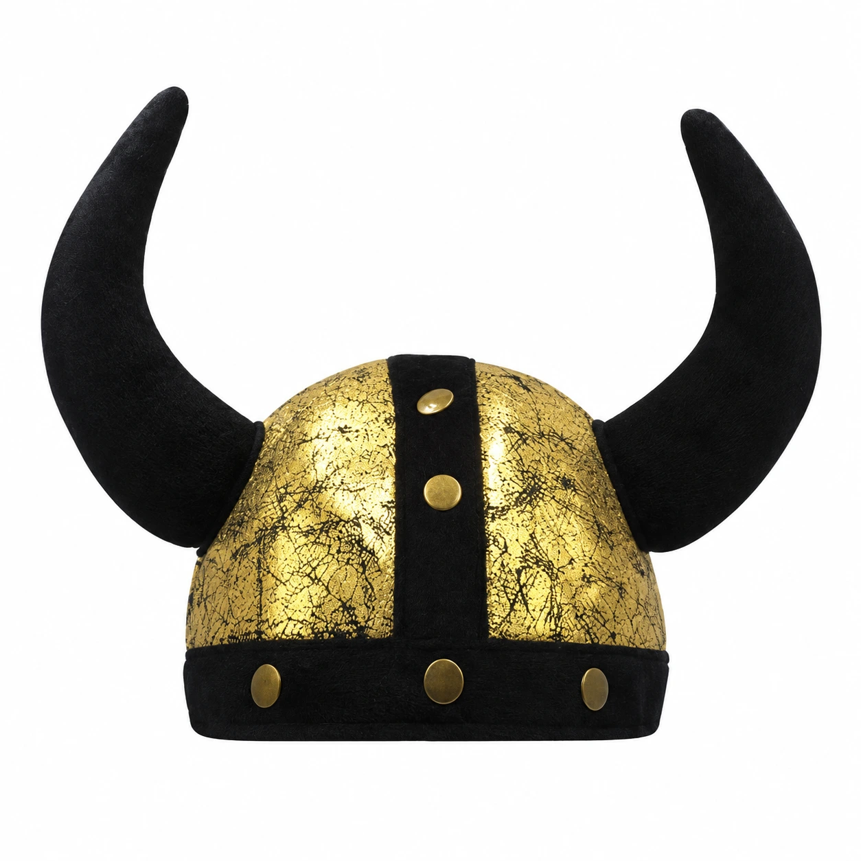 Vikingahjälm i Guld och Svart med Svarta Horn