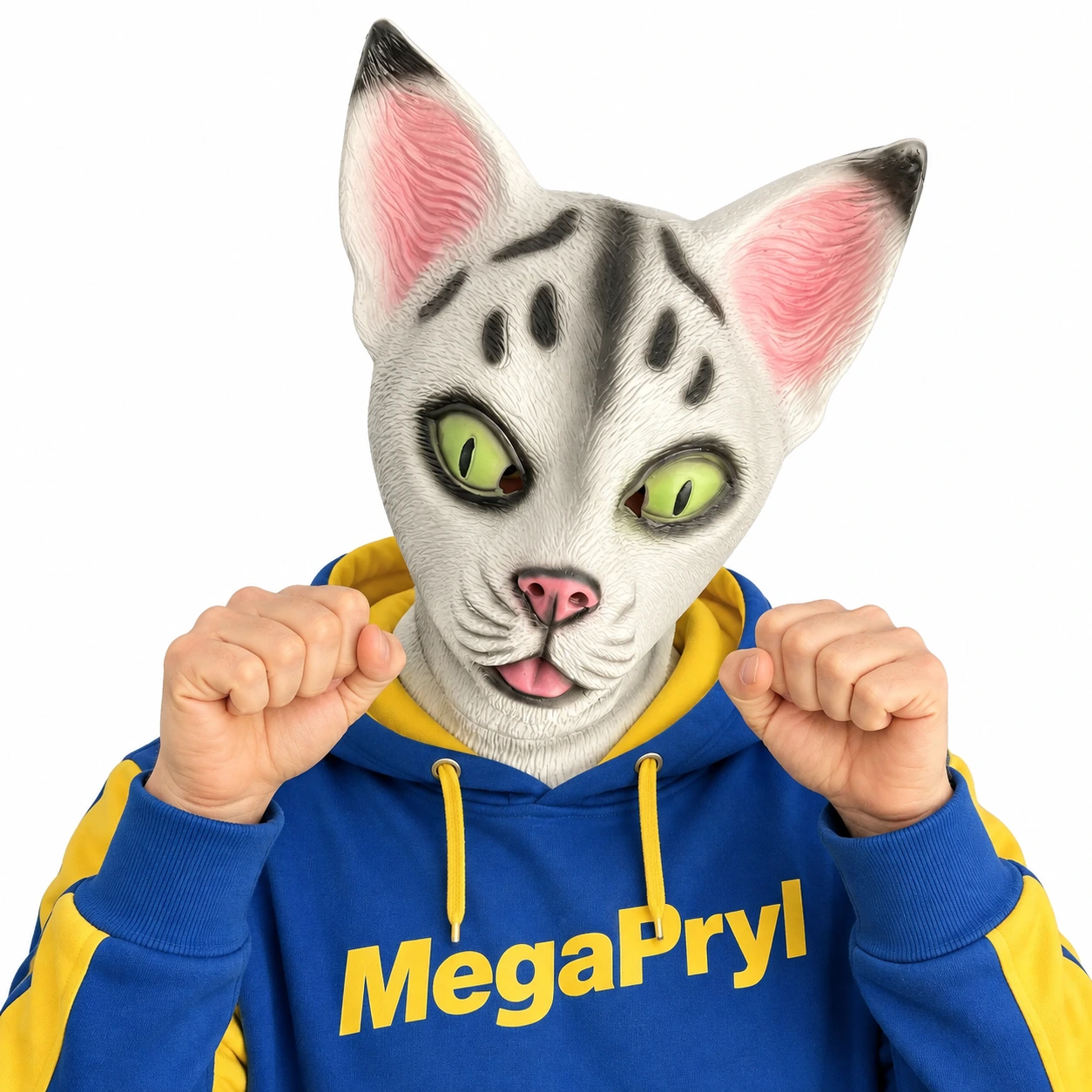 Vit och Grå Sphynx-Katt Latexmask
